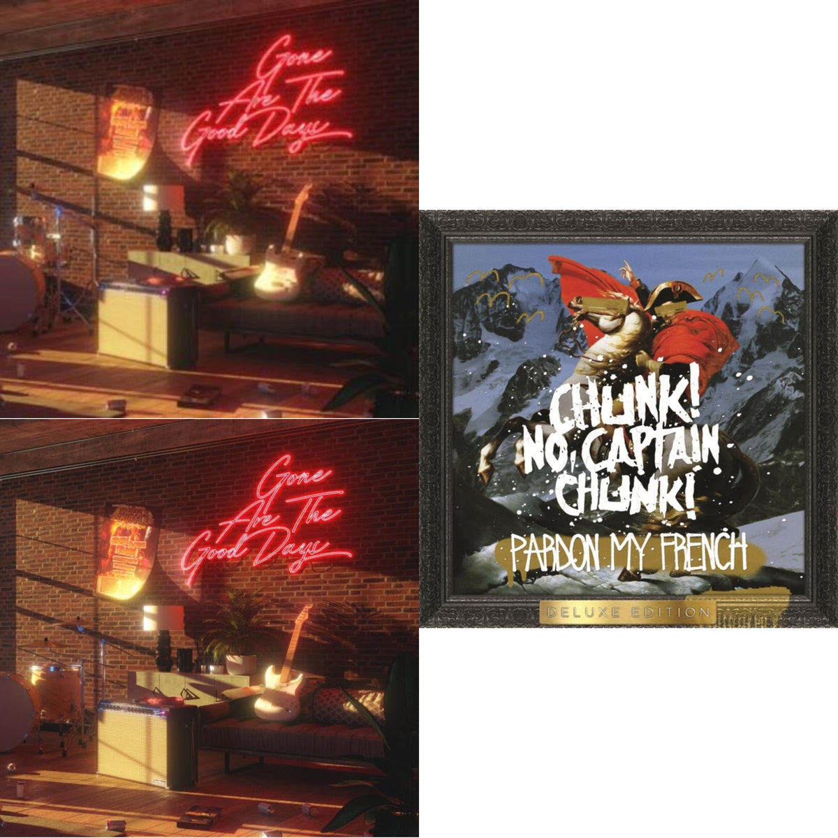 This is a 3 LP Vinyl SKU bundle.
1.This LP Vinyl is brand new.Format: LP VinylMusic Style: Post-HardcoreThis item's title is: Gone Are The Good Days (2LP/Pastel Pink Vinyl/Import)Artist:  Captain Chunk! Chunk! NoLabel: VIRGINBarcode: 888072270411Release Date: 7/30/2021
2.