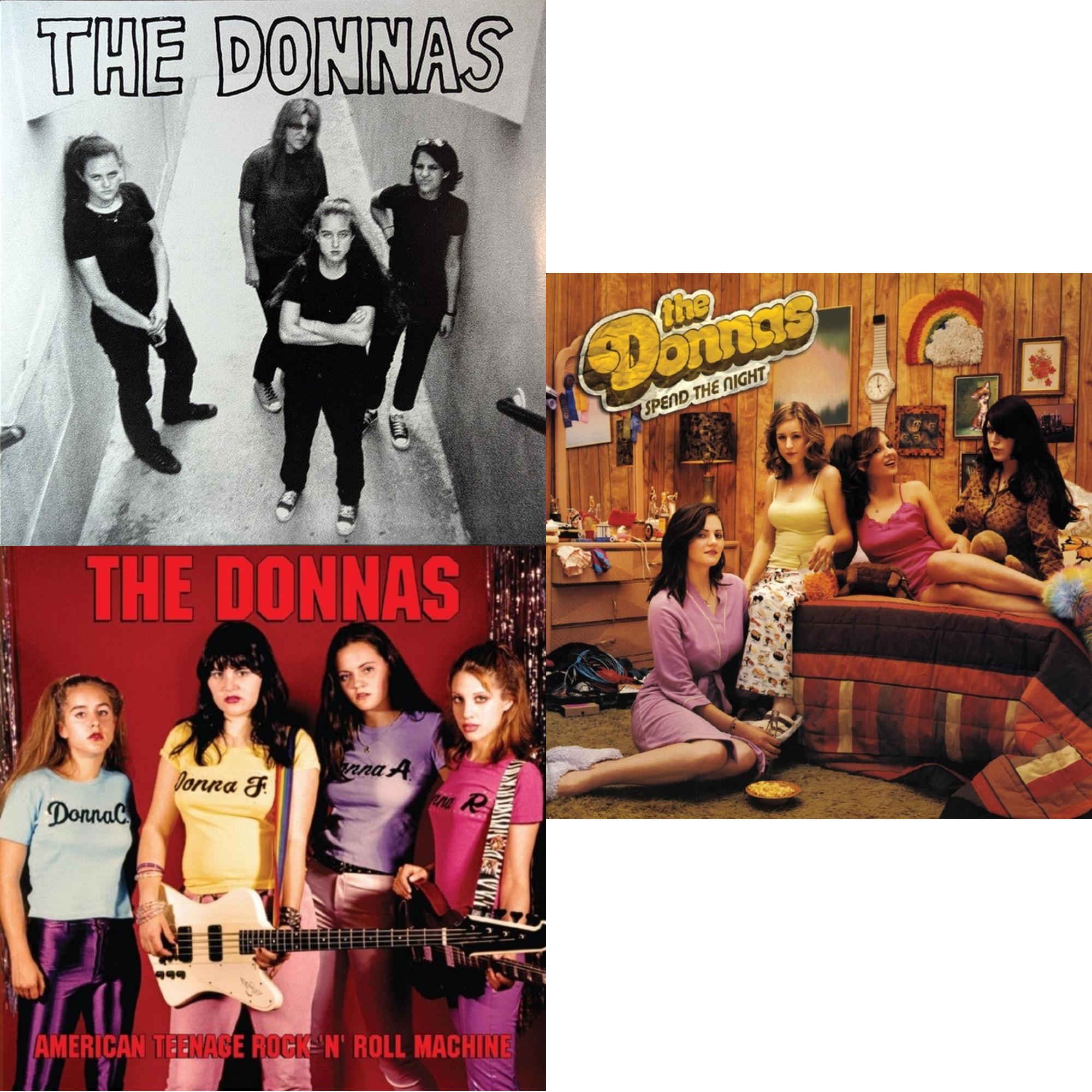 Donnas (Natural With Black Swirl LP Vinyl) & American Teenage Rock 'N' Roll Machine (Fire Orange With Black Swirl LP Vinyl) & Spend The Night (Clear With Canary & Pink Splatter LP Vinyl)