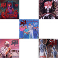Death - Scream Bloody Gore (Neon Violet, Bone White & Red  Tri Color Merge With Splatter LP Vinyl) & Leprosy Reissue (Hot Pink, Bone White & Blue Jay Tri Color Merge With Splatter LP Vinyl) & Spiritual Healing - Reissue (Red, Cyan Blue & Black Tri