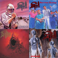 Death - Leprosy Reissue (Hot Pink, Bone White & Blue Jay Tri Color Merge With Splatter LP Vinyl) & Spiritual Healing - Reissue (Red, Cyan Blue & Black Tri Color Merge With Splatter LP Vinyl) & Sound Of Perseverance (Black, Red & Gold Tri Color Merge