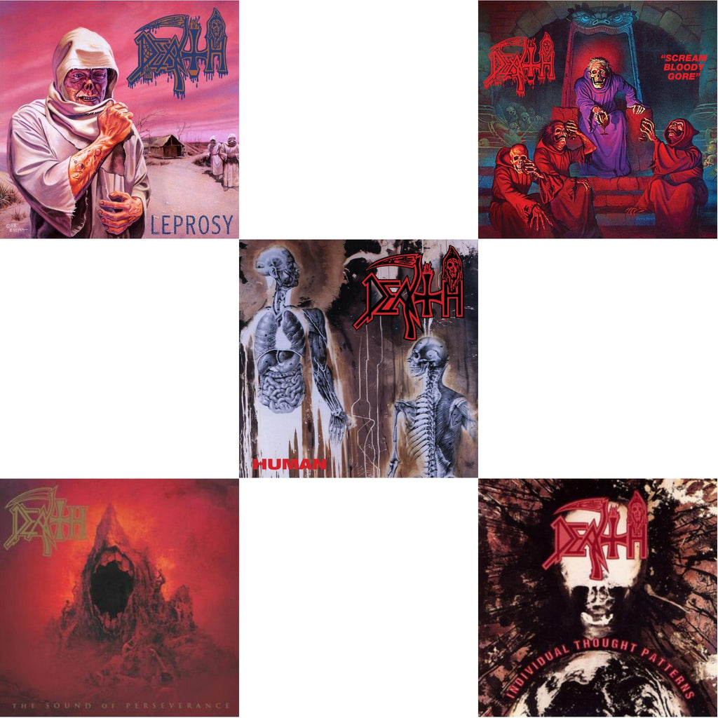This is a 5 LP Vinyl SKU bundle.
1.This LP Vinyl is brand new.Format: LP VinylMusic Style: Death MetalThis item's title is: Leprosy (Reissue)Artist: DeathLabel: RELAPSEBarcode: 781676722815Release Date: 4/29/2014
2.This LP Vinyl is brand new.