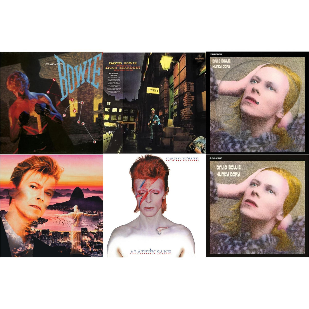 Let's Dance (2018 Remastered Version) & Rise & Fall Of Ziggy Stardust & The Spiders From Mars (2012 Remaster/Half-Speed Master) & Hunky Dory (2015 Remaster/50Th Anniv/Picture Disc) & Live In Rio (Limited Edition/Red/White Splatter LP Vinyl)