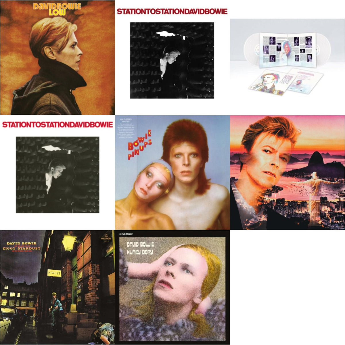Low (2017 Remaster) & Station To Station (2016 Remastered Version) & Live Los Angeles 1974 (White LP Vinyl/Limited) & Station To Station (2016 Remaster) & Pinups (2015 Remaster) & Live In Rio (Limited Edition/Red/White Splatter LP Vinyl) & Rise