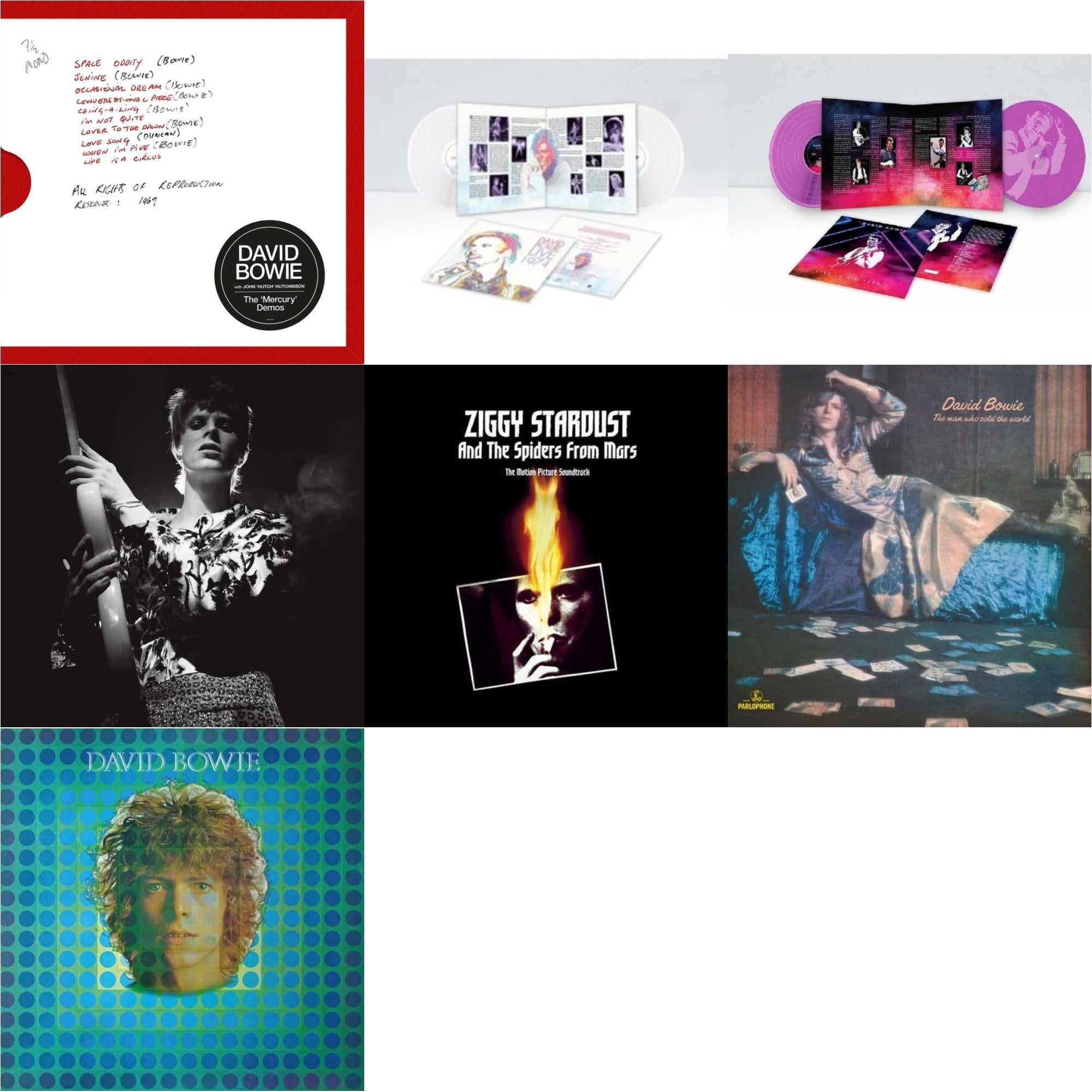 Mercury Demos & Live Los Angeles 1974 (White LP Vinyl/Limited) & Live In Rio 1990 (Pink LP Vinyl/180G/Limited) & Rock N Roll Star & Ziggy Stardust & The Spiders From Mars Ost (2LP) & Man Who Sold The World (2015 Remaster) & David Bowie Aka Space Oddity