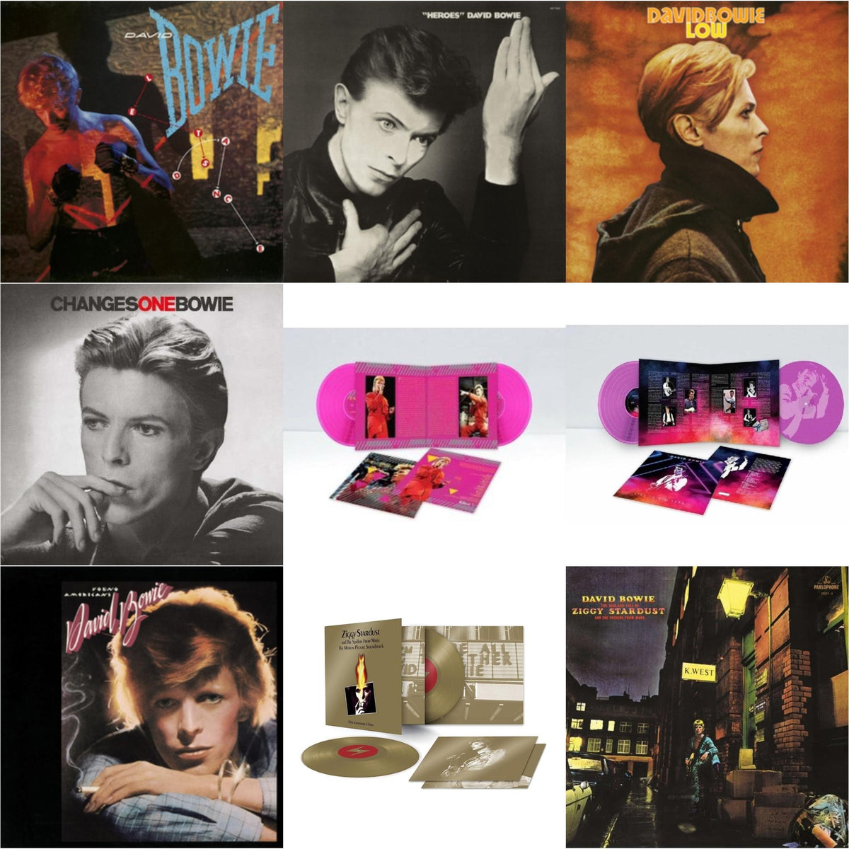 David Bowie - Let's Dance (2018 Remastered Version) & Heroes (2017 Remaster) & Low (2017 Remaster) & Changesonebowie (180G) & Montreal '87 (Limited/Pink LP Vinyl) & Live In Rio 1990 (Pink LP Vinyl/180G/Limited) & Young Americans (50Th