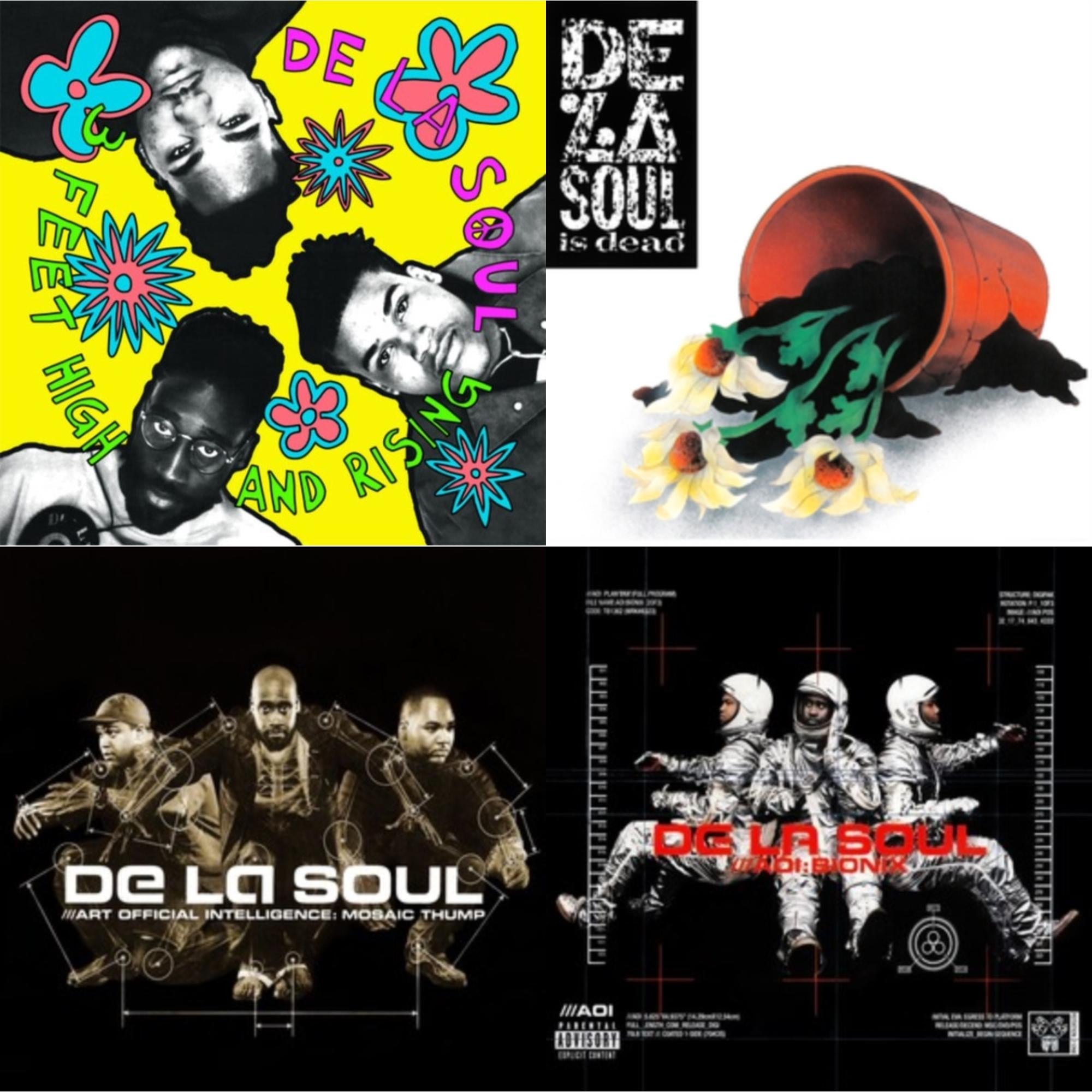 3 Feet High & Rising (2LP/Yellow Vinyl) & De La Soul Is Dead (2LP) & Art Official Intelligence: Mosaic Thump (Remaster) & Aoi: Bionix (Remaster/2LP)