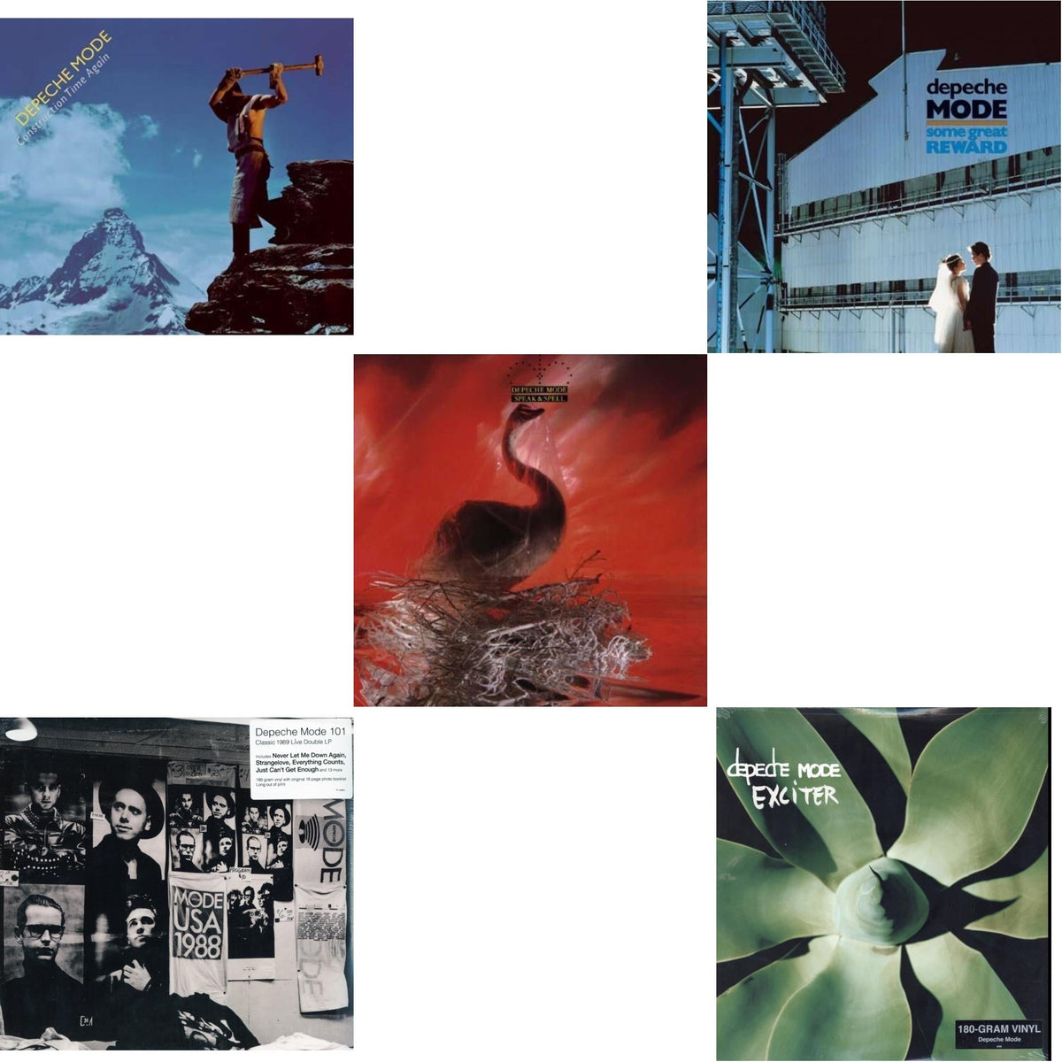 This is a 5 LP Vinyl SKU bundle.
1.This LP Vinyl is brand new.Format: LP VinylMusic Style: Synth-popThis item's title is: Construction Time AgainArtist: Depeche ModeLabel: RHINO/WARNER BROS.Barcode: 081227960858Release Date: 3/25/2014
2.This LP Vinyl is brand new.