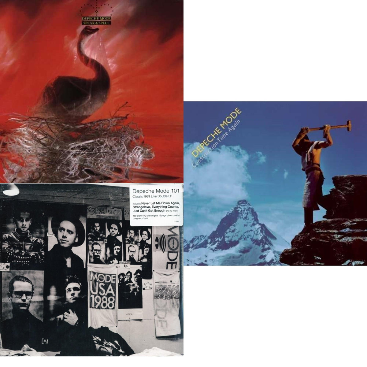 This is a 3 LP Vinyl SKU bundle.
1.This LP Vinyl is brand new.Format: LP VinylMusic Style: Synth-popThis item's title is: Speak & SpellArtist: Depeche ModeLabel: RHINO/WARNER BROS.Barcode: 081227960889Release Date: 5/27/2014
2.This LP Vinyl is brand new.