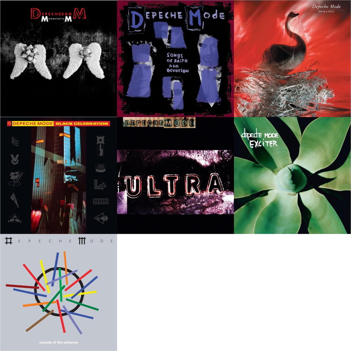 Memento Mori (2LP/180G/Translucent Red Vinyl/Side D Etching) & Songs Of Faith & Devotion & Speak & Spell & Black Celebration & Ultra (180G) & Exciter (2LP) & Sounds Of The Universe (2LP/180G)