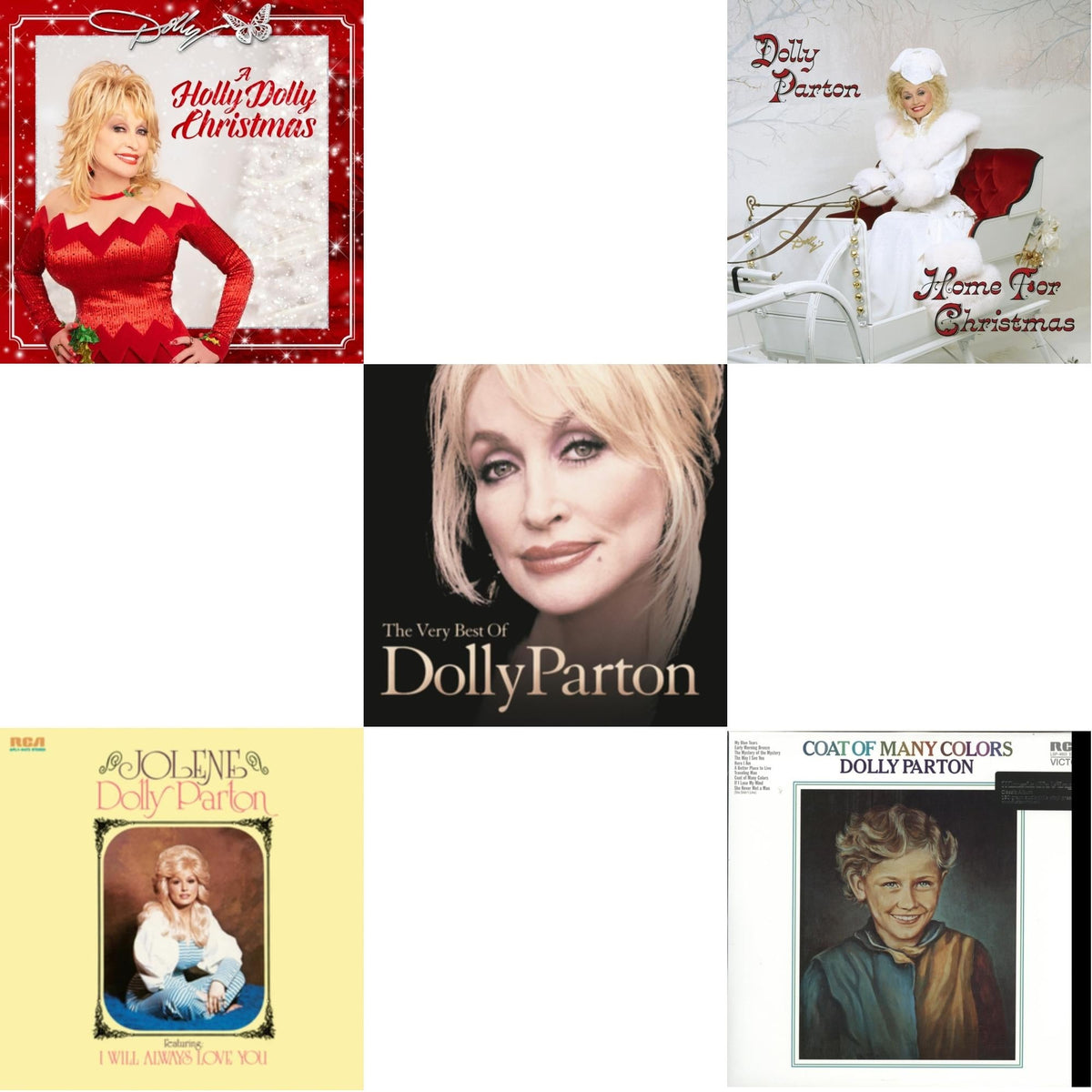 Holly Dolly Christmas (Opaque Red LP Vinyl) & Jolene (140G/Dl Insert) & Very Best Of Dolly Parton (2LP) & Home For Christmas (140G) & Coat Of Many Colors (180G)