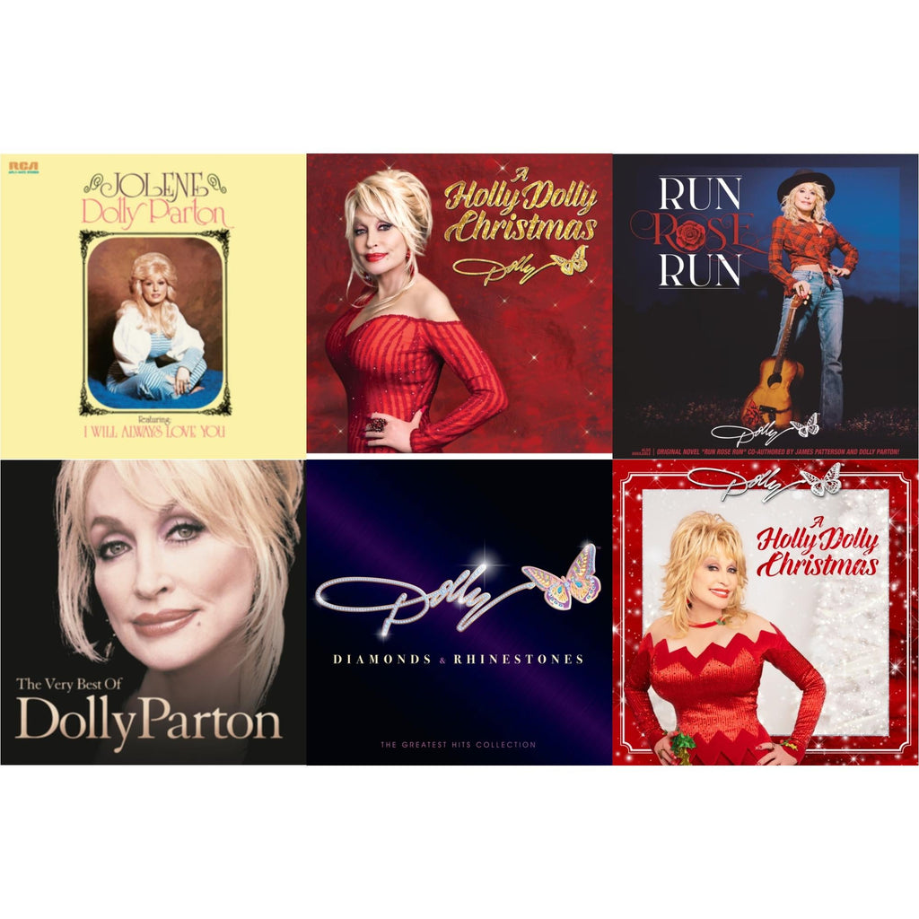 Holly Dolly Christmas (Ultimate Deluxe Edition) & Holly Dolly Christmas (Opaque Red LP Vinyl) & Jolene (140G/Dl Insert) & Run Rose Run & Very Best Of Dolly Parton (2LP) & Diamonds & Rhinestones: The Greatest Hits Collection (2LP)