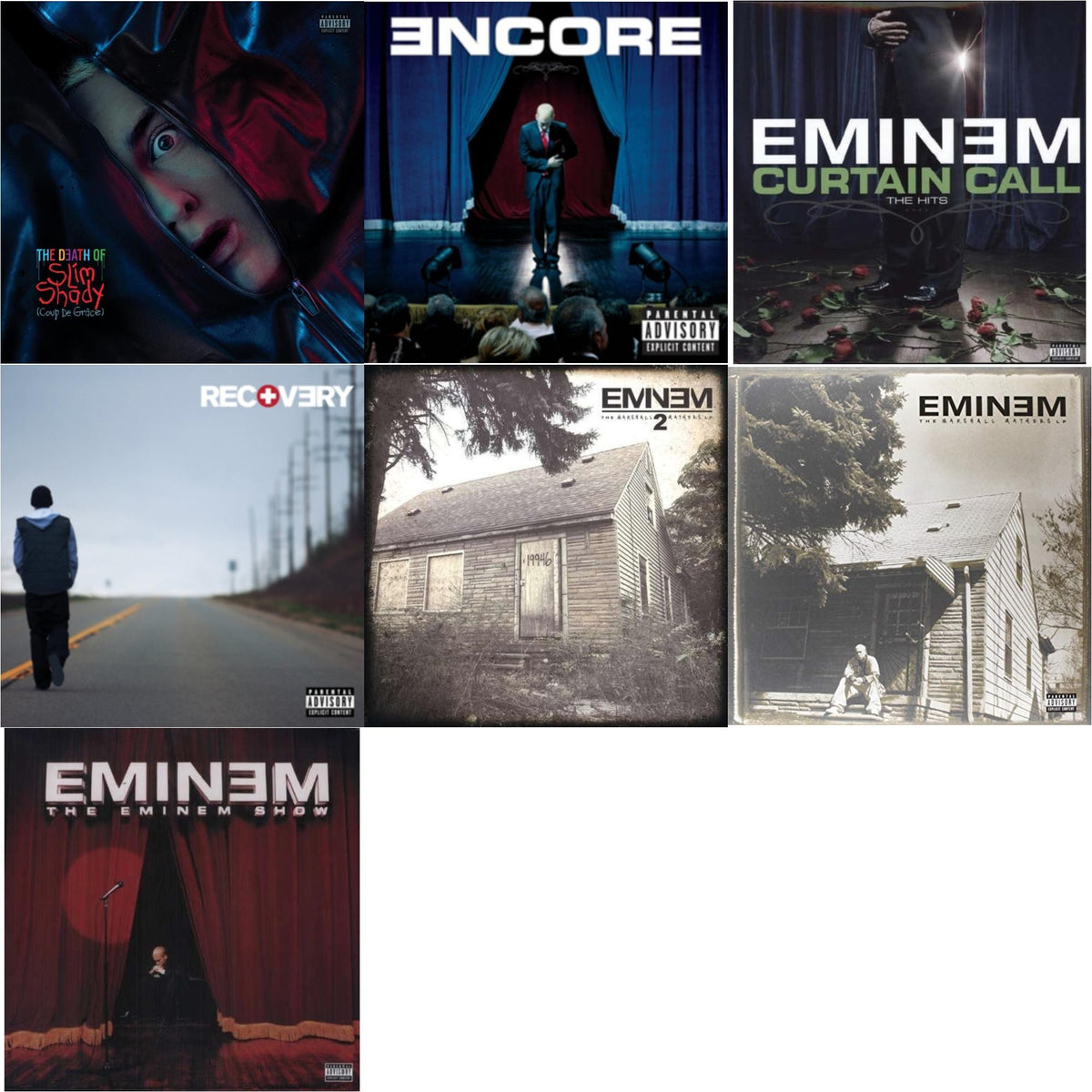 Death Of Slim Shady (Coup De Grace) (X) (Red/Blue Vinyl/2LP) & Encore & Curtain Call: Hits & Recovery & Marshall Mathers LP 2 & Marshall Mathers LP & Eminem Show