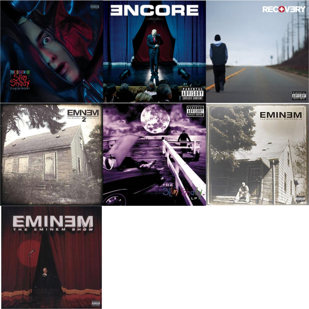 Death Of Slim Shady (Coup De Grace) (X) (Red/Blue Vinyl/2LP) & Encore & Recovery & Marshall Mathers LP 2 & Slim Shady LP & Marshall Mathers LP & Eminem Show