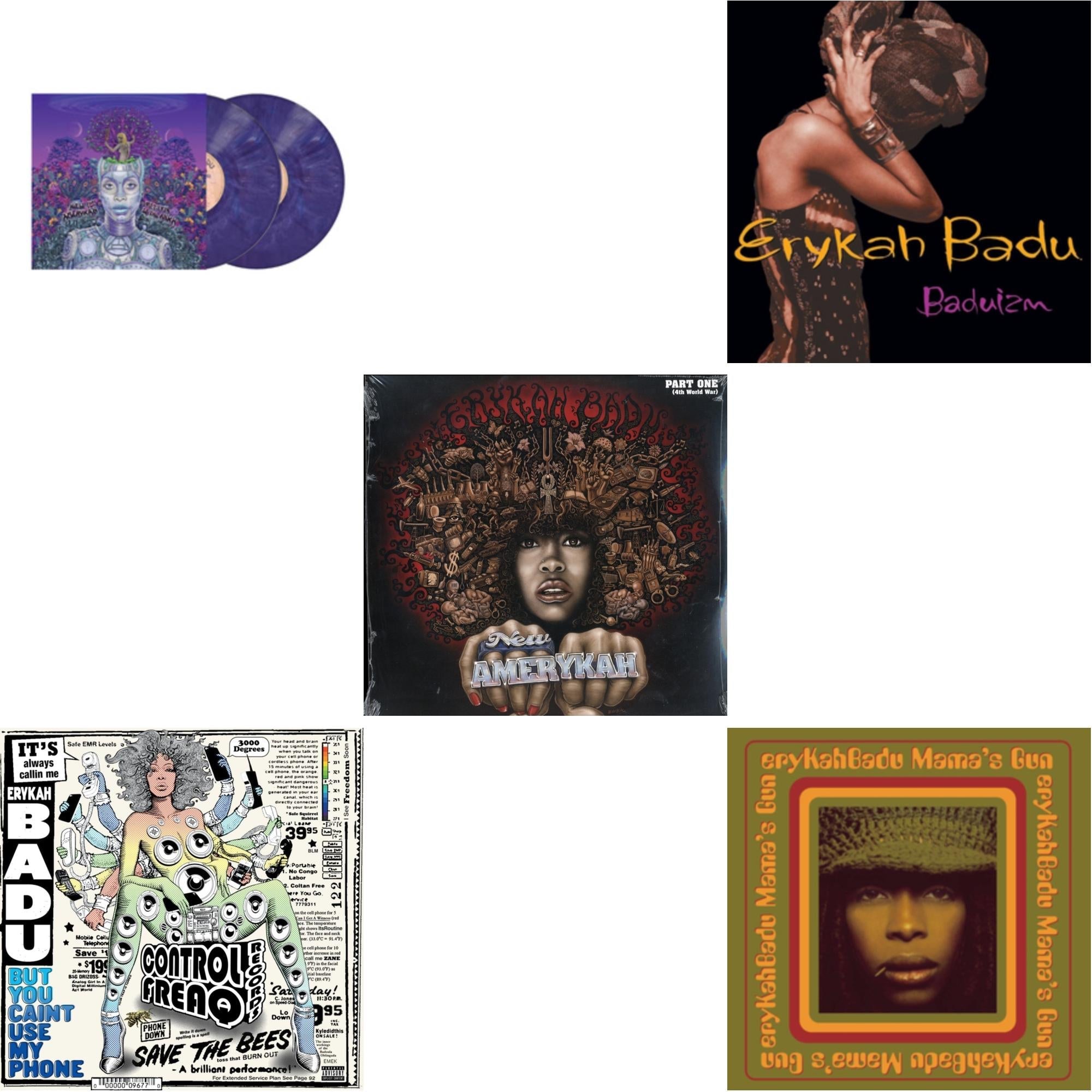 New Amerykah Part Two (Return Of The Ankh) (Violet Vinyl/2LP) & But You Caint Use My Phone (Purple LP Vinyl) & New Amerykah Part 1: 4Th World War & Baduizm & Mama's Gun