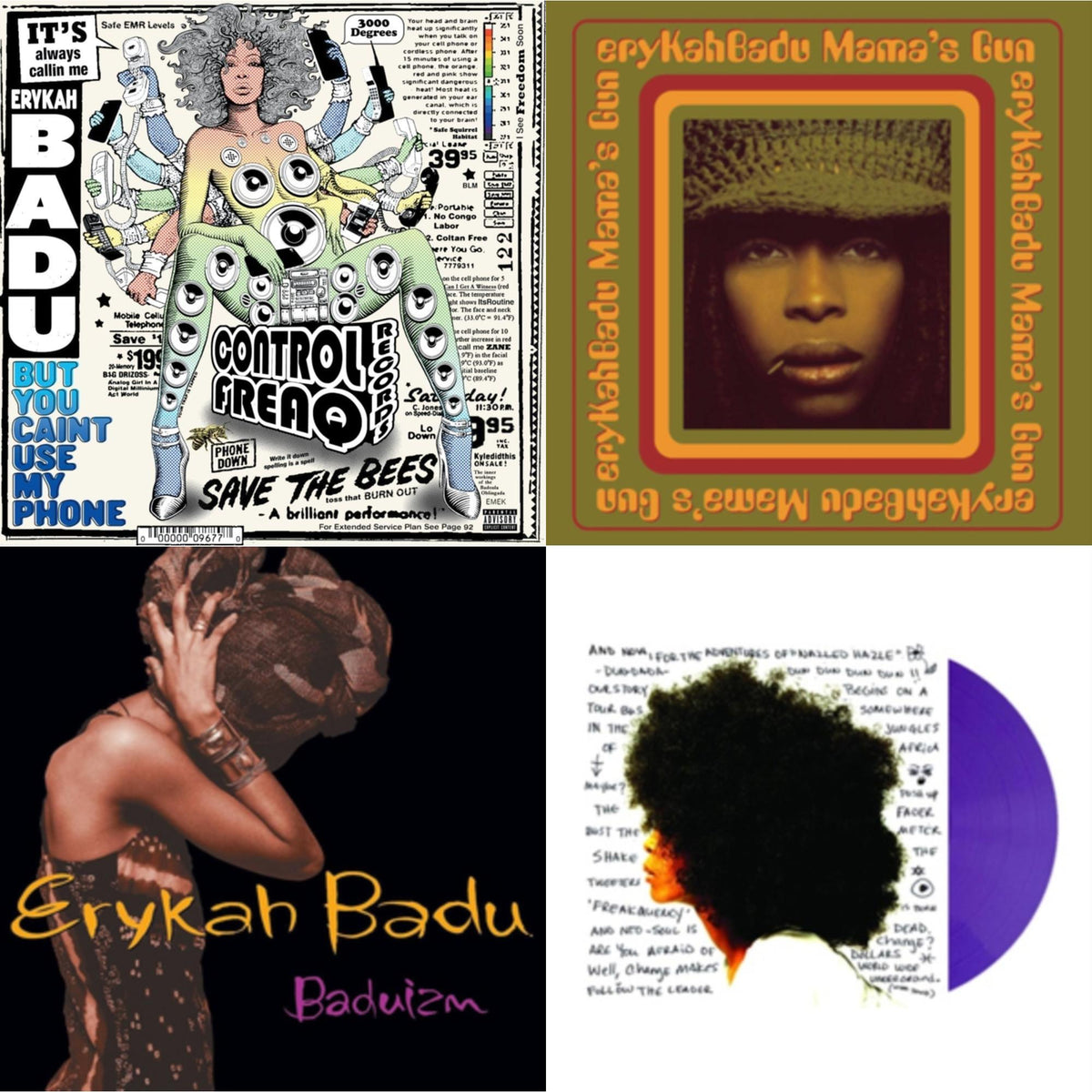 Erykah Badu - Worldwide Underground (Purple LP Vinyl) & But You Caint Use My Phone (Purple LP Vinyl) & Baduizm & Mama's Gun