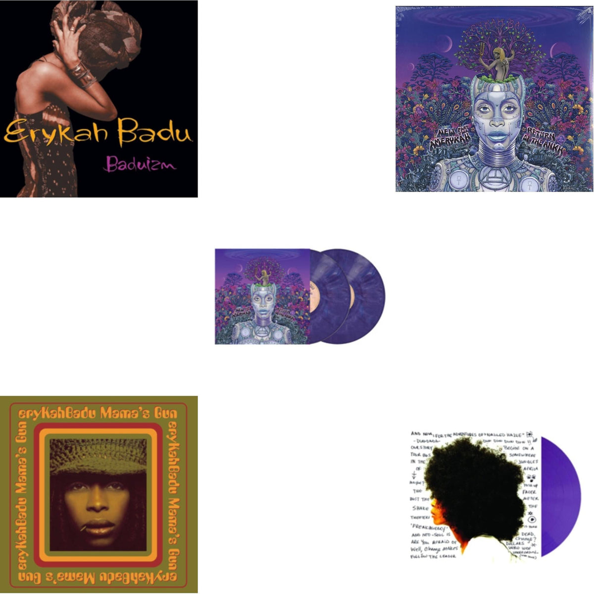 This is a 5 LP Vinyl SKU bundle.
1.This LP Vinyl is brand new.Format: LP VinylMusic Style: Neo SoulThis item's title is: BaduizmArtist: Erykah BaduLabel: MOTOWN RECORDSBarcode: 602557018066Release Date: 10/21/2016
2.This LP Vinyl is brand new.