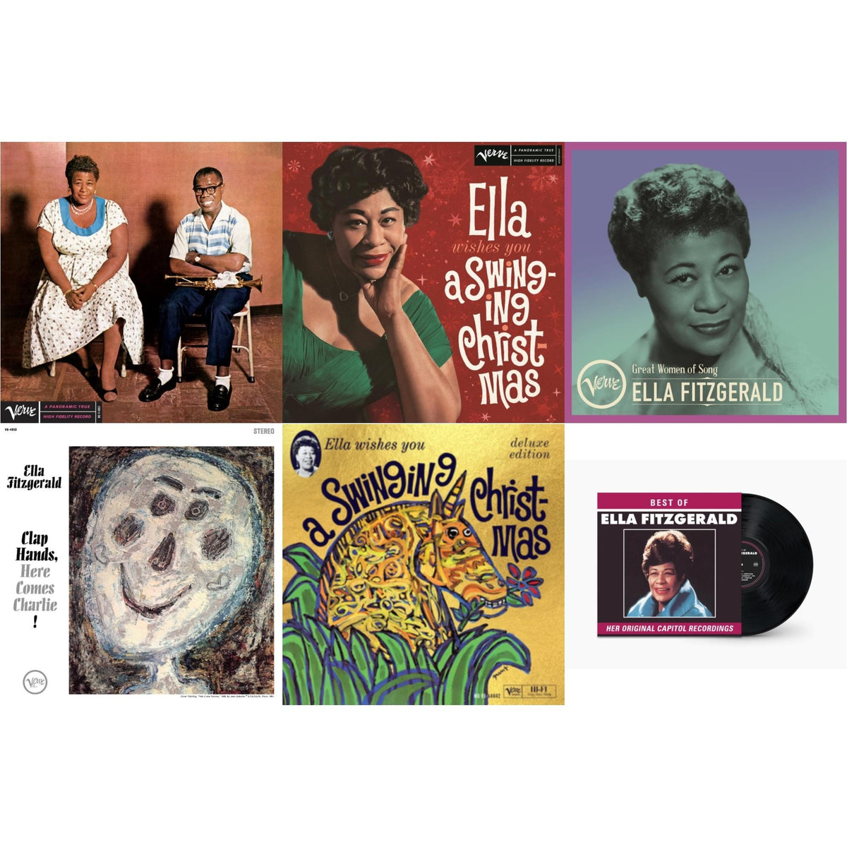 Ella & Louis (Verve Acoustic Sounds Series) & Ella Wishes You A Swinging Christmas (Ruby Red LP Vinyl) & Great Women Of Song: Ella Fitzgerald & Clap Hands, Here Comes Charlie! (Verve Acoustic Sound Series)