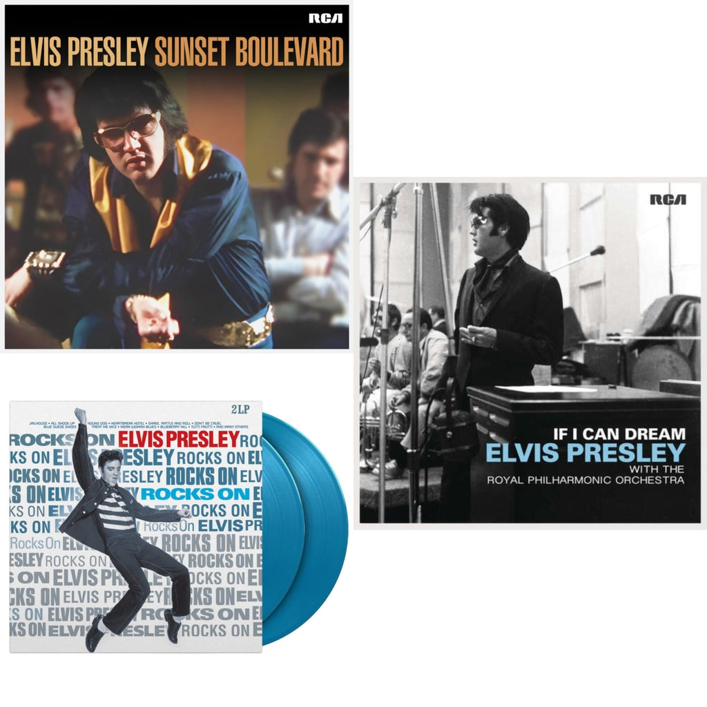 Sunset Boulevard (2LP) & Rocks On (2LP/180G/Solid Blue Vinyl) & If I Can Dream: Elvis Presley With The Royal Philharmonic Orchestra (2LP/180G)