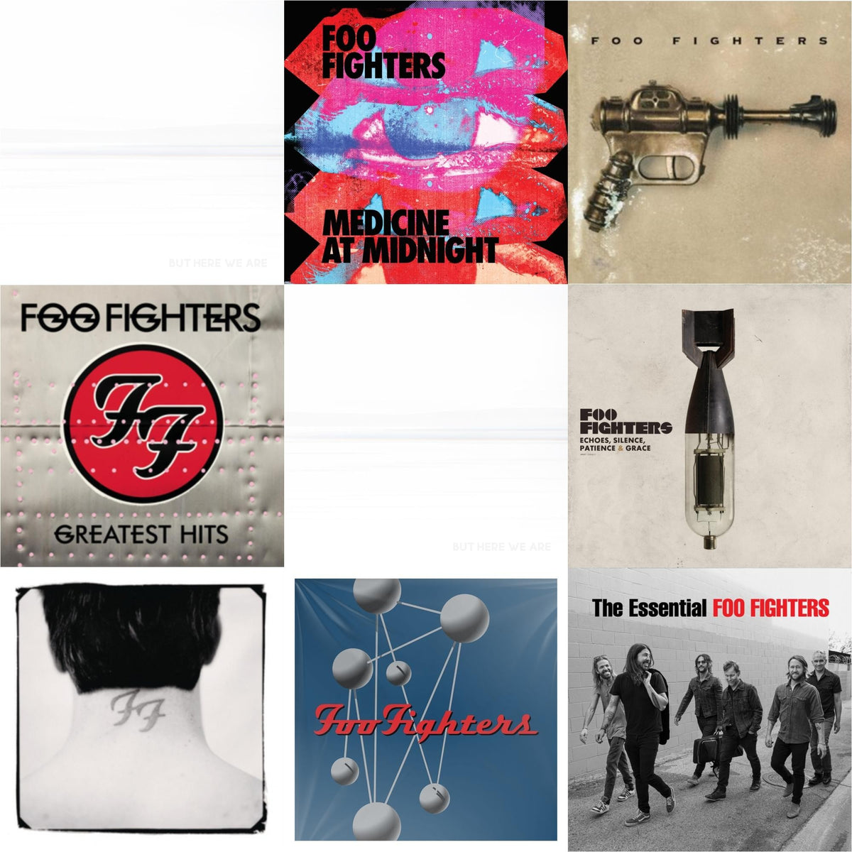 Medicine At Midnight (140G) & Essential Foo Fighters & But Here We Are (White LP Vinyl) & But Here We Are & Echoes Silence Patience & Grace & Greatest Hits (2LP/Dl Card/Gatefold) & Foo Fighters (Dl Card) & Colour & The Shape (2LP/Dl Card)