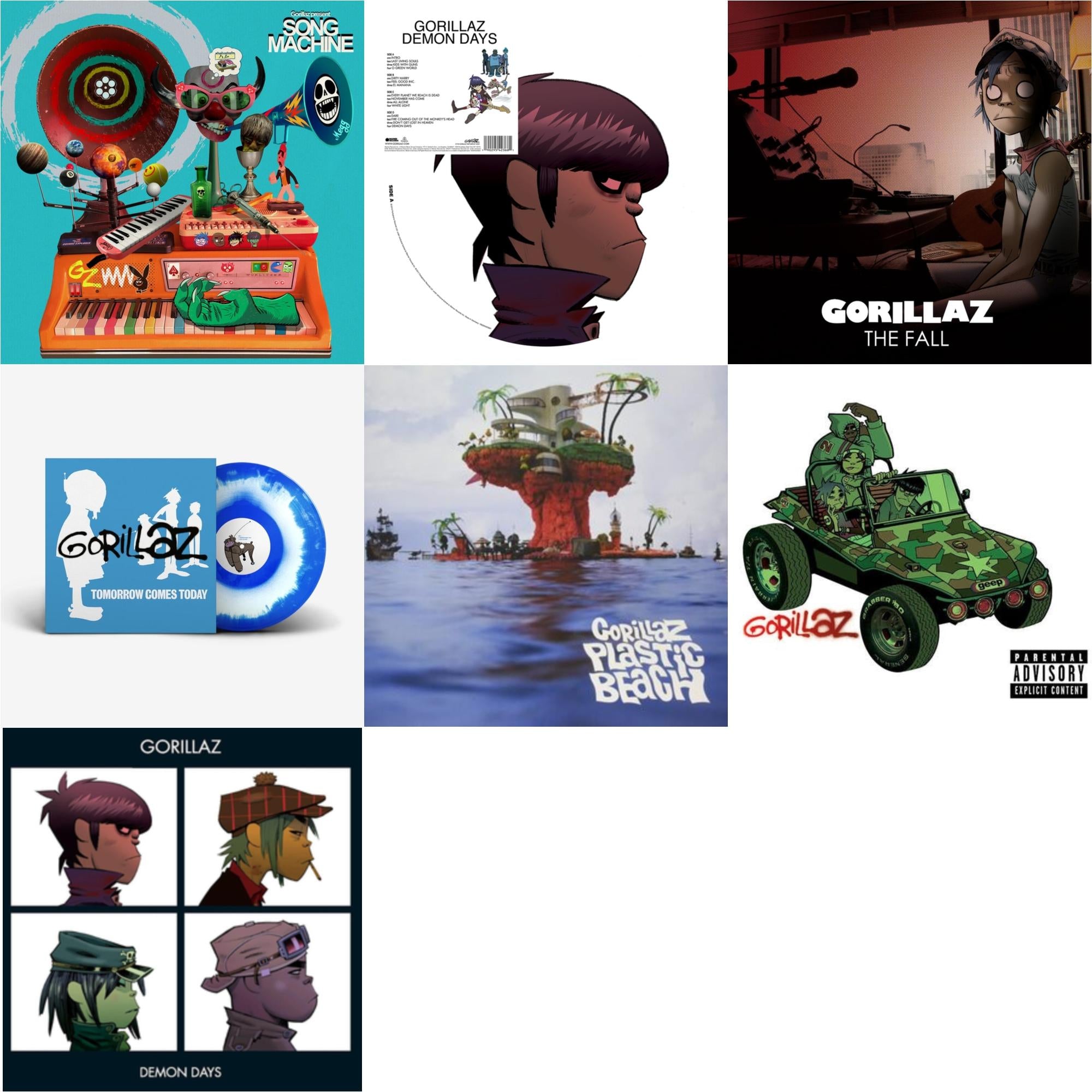 Song Machine: Season One & Demon Days (Picture Disc/2LP) & Fall & Tomorrow Comes Today Ep (White & Blue Color In Color LP Vinyl) & Plastic Beach & Gorillaz & Demon Days (2LP)
