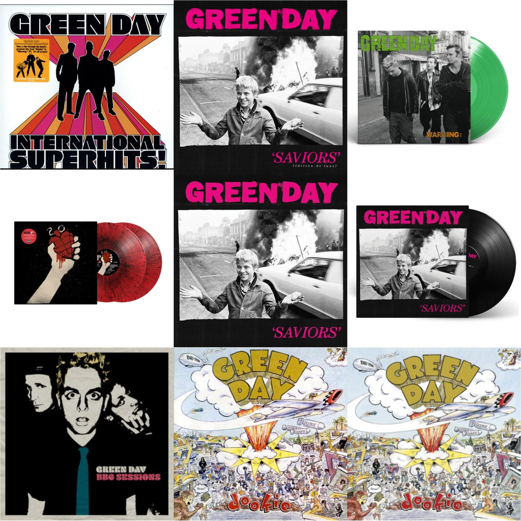 Green Day - International Superhits & Saviors (Edition De Luxe/2LP/Hot Pink W/ White Splatter Vinyl) & Warning (Fluorescent Green LP Vinyl) & American Idiot (2LP/Red & Black Splatter Vinyl) & Saviors (180G/Deluxe LP Vinyl) & Saviors & Bbc Sessions