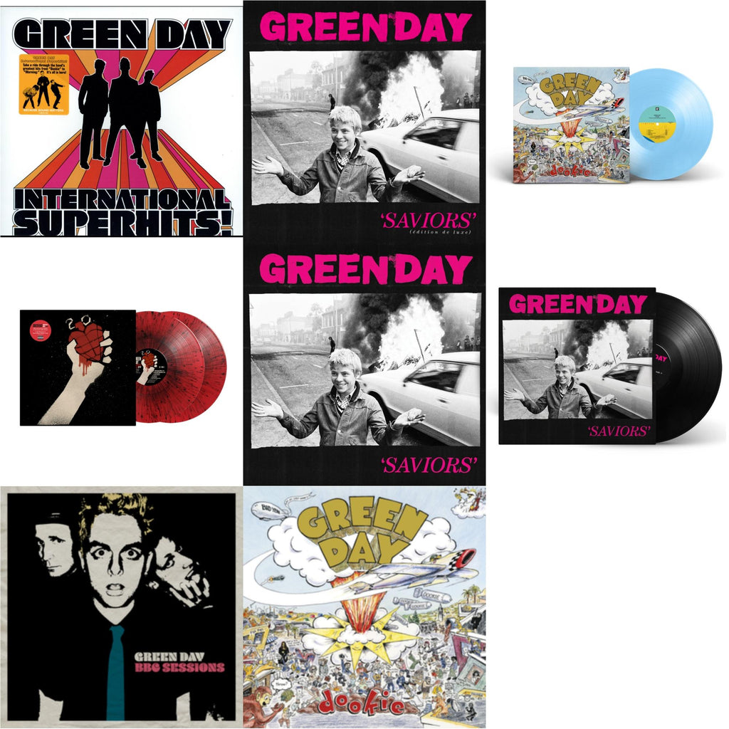 Green Day - International Superhits & Saviors (Edition De Luxe/2LP/Hot Pink W/ White Splatter Vinyl) & Dookie (X) (Baby Blue LP Vinyl) & American Idiot (2LP/Red & Black Splatter Vinyl) & Saviors (180G/Deluxe LP Vinyl) & Saviors & Bbc Sessions (X)