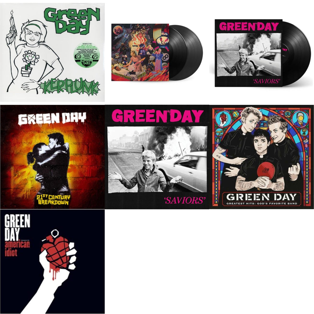This is a 7 LP Vinyl SKU bundle.
1.This LP Vinyl is brand new.Format: LP VinylMusic Style: PunkThis item's title is: Kerplunk (120G/7Inch Single)Artist: Green DayLabel: Reprise RecordsBarcode: 093624979913Release Date: 3/24/2009
2.This LP Vinyl is brand new.