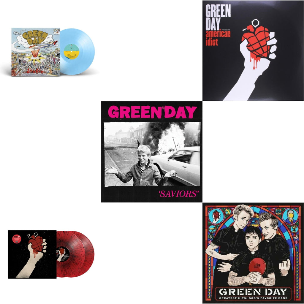 Dookie (X) (Baby Blue LP Vinyl) & American Idiot (2LP/Red & Black Splatter Vinyl) & Saviors (180G/Deluxe LP Vinyl) & American Idiot & Greatest Hits: God's Favorite Band (X)