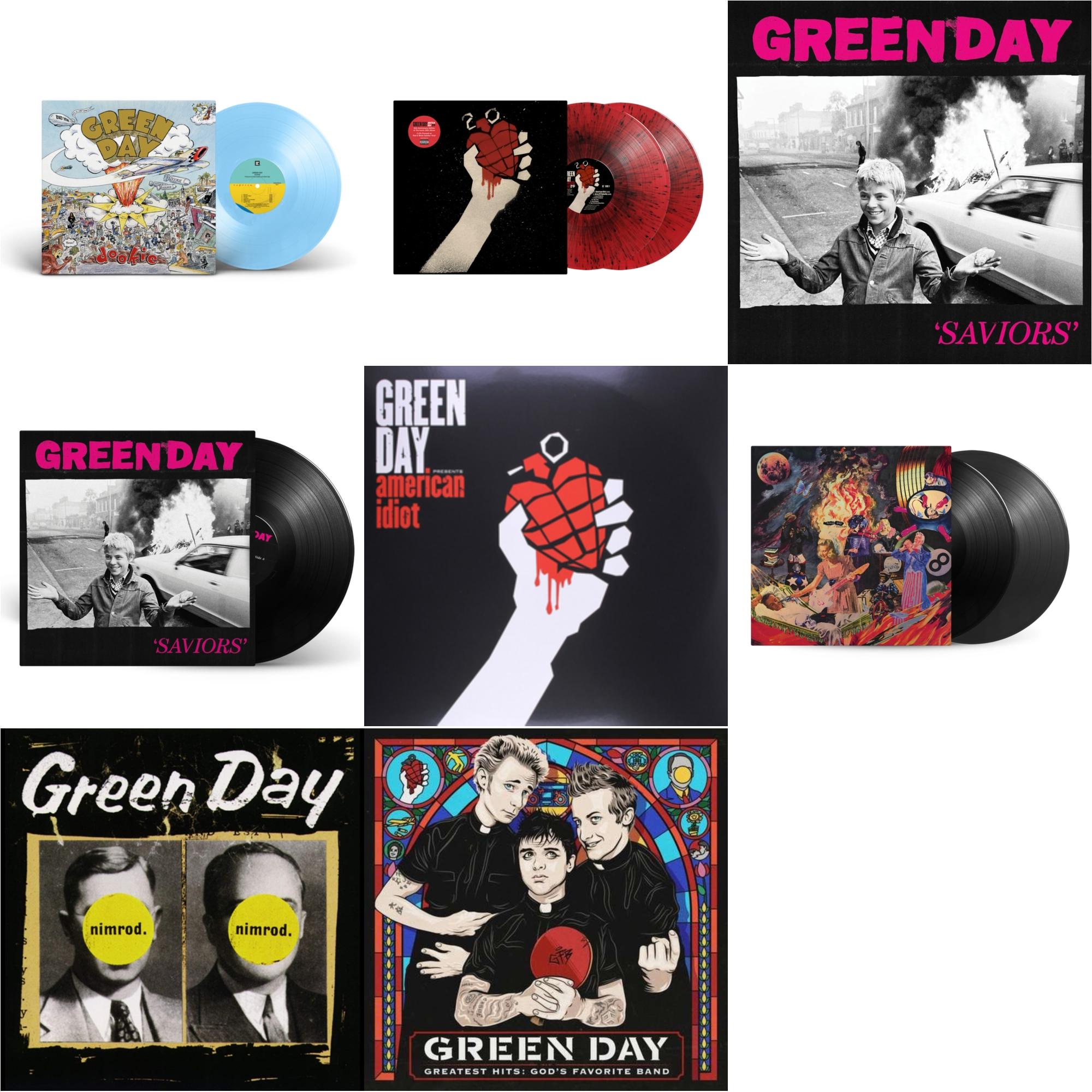 Dookie (X) (Baby Blue LP Vinyl) & American Idiot (2LP/Red & Black Splatter Vinyl) & Saviors (180G/Deluxe LP Vinyl) & Saviors & American Idiot & Insomniac (25Th Anniversary/2LP) & Nimrod & Greatest Hits: God's Favorite Band (X)