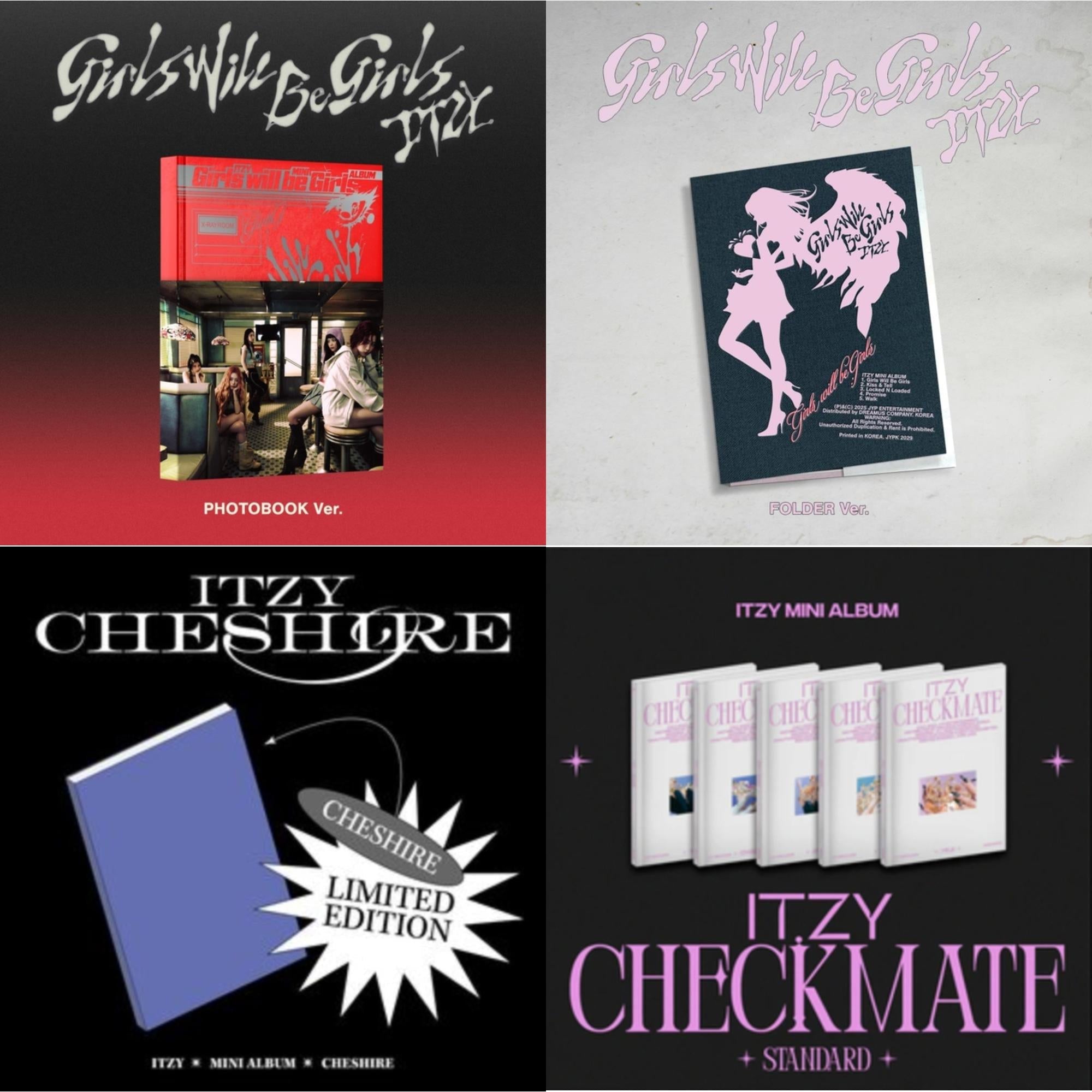 Girls Will Be Girls (Photobook Ver.) & Girls Will Be Girls (Folder Ver.) & Cheshire (Limited Edition) & Checkmate (Standard Edition)