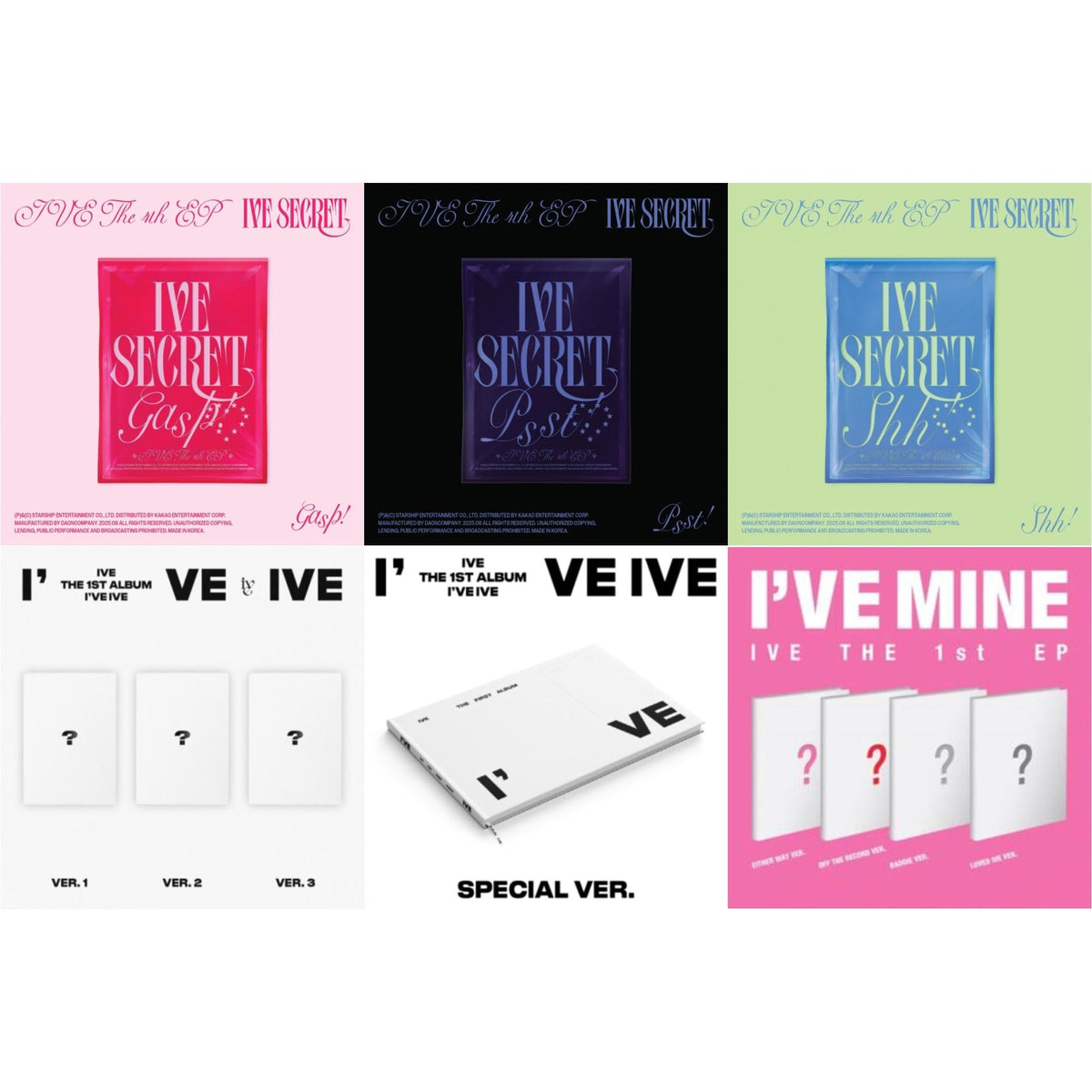 Ive The 4Th Ep Ive Secret (Gasp! Ver.) & Ive The 4Th Ep Ive Secret (Psst! Ver.)  & Ive The 4Th Ep Ive Secret (Shh Ver.) & I've Ive: Vol.1 & I've Ive (Volume 1/Special Version) & I've Mine 1St Ep