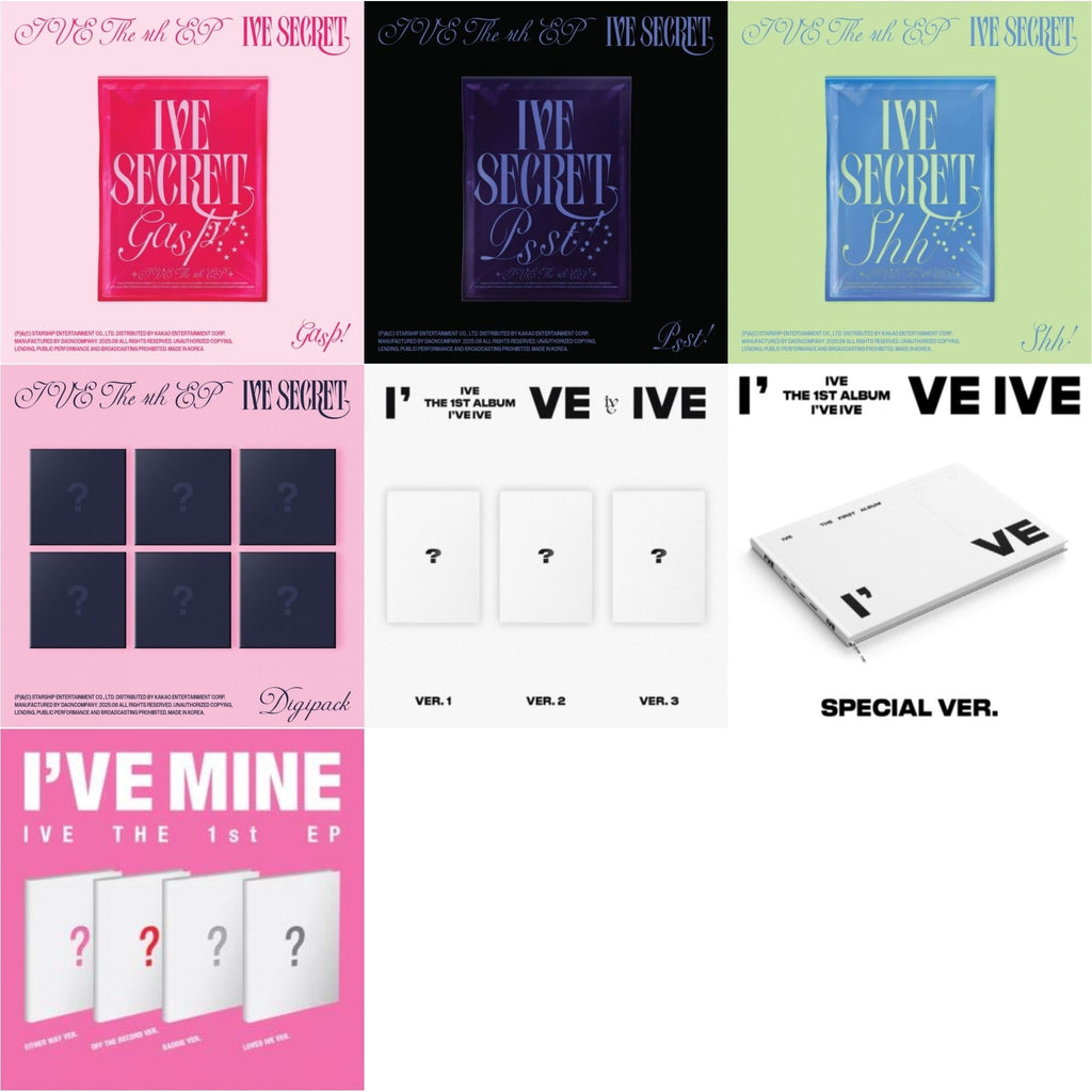 Ive The 4Th Ep Ive Secret (Gasp! Ver.) & Ive The 4Th Ep Ive Secret (Psst! Ver.)  & Ive The 4Th Ep Ive Secret (Shh Ver.) & Ive The 4Th Ep Ive Secret (Digipack) & I've Ive: Vol.1 & I've Ive (Volume 1/Special Version) & I've Mine 1St Ep