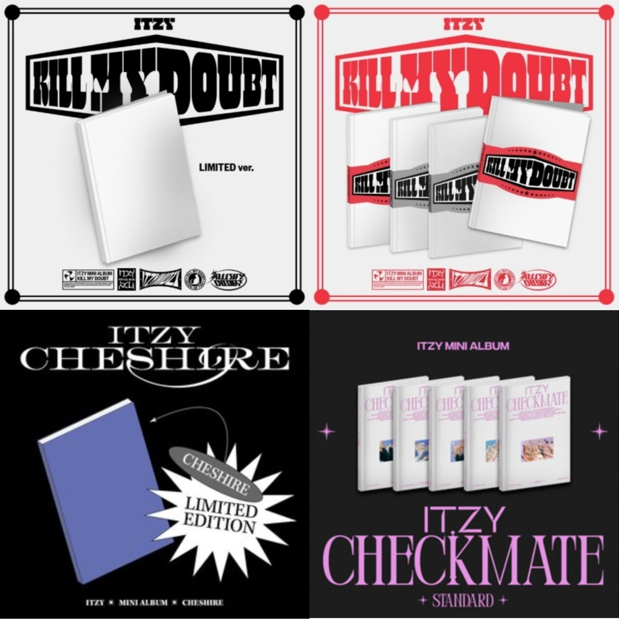 Itzy - Kill My Doubt (Standard) & Kill My Doubt (Limited Edition) & Cheshire (Limited Edition) & Checkmate (Standard Edition) - CD Bundle
