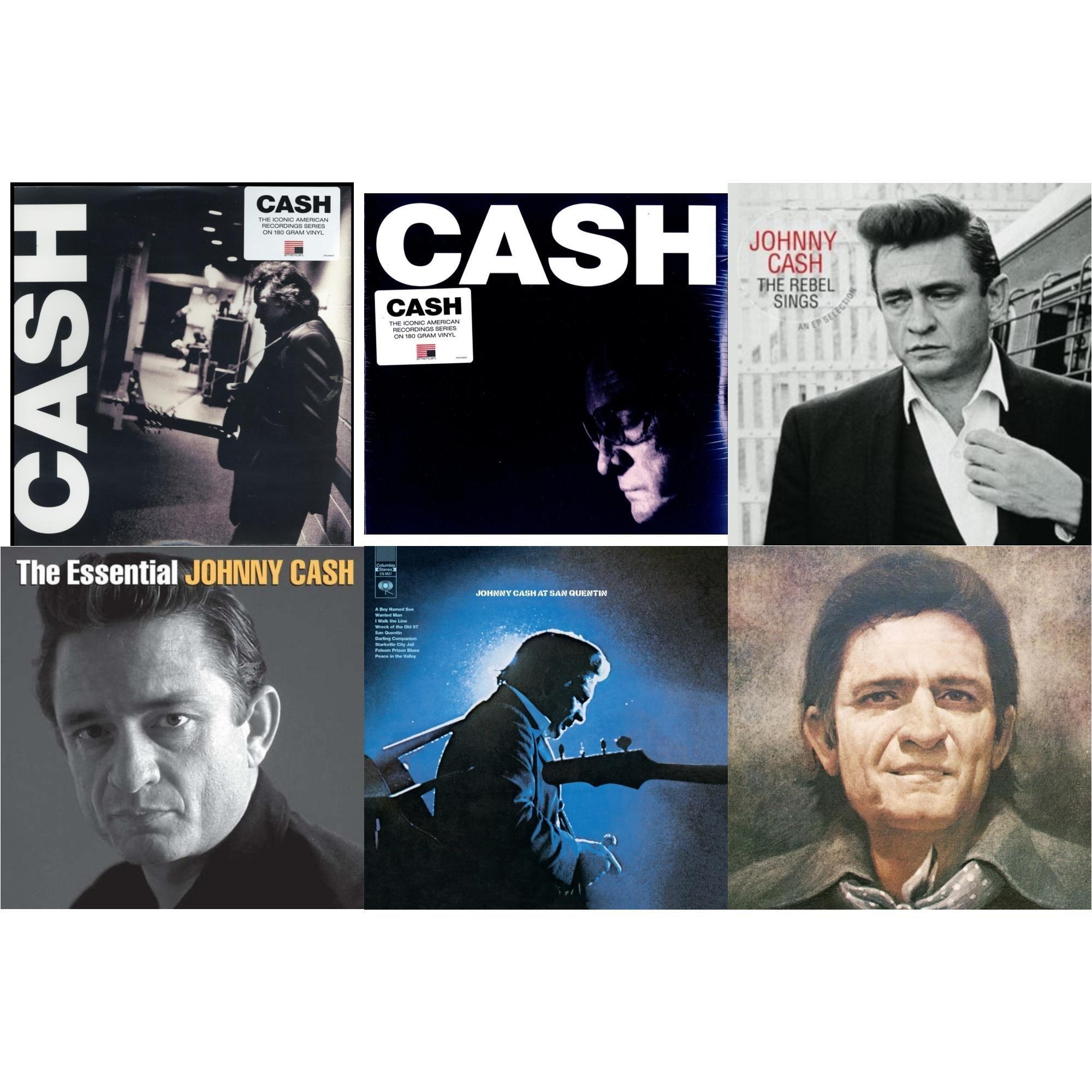 At San Quentin & Johnny Cash Collection: His Greatest Hits, Volume 2 & American Iii: Soitary Man & American Iv: The Man Comes Around & Rebel Sings (Crystal Clear & Solid Silver LP Vinyl) & Essential Johnny Cash