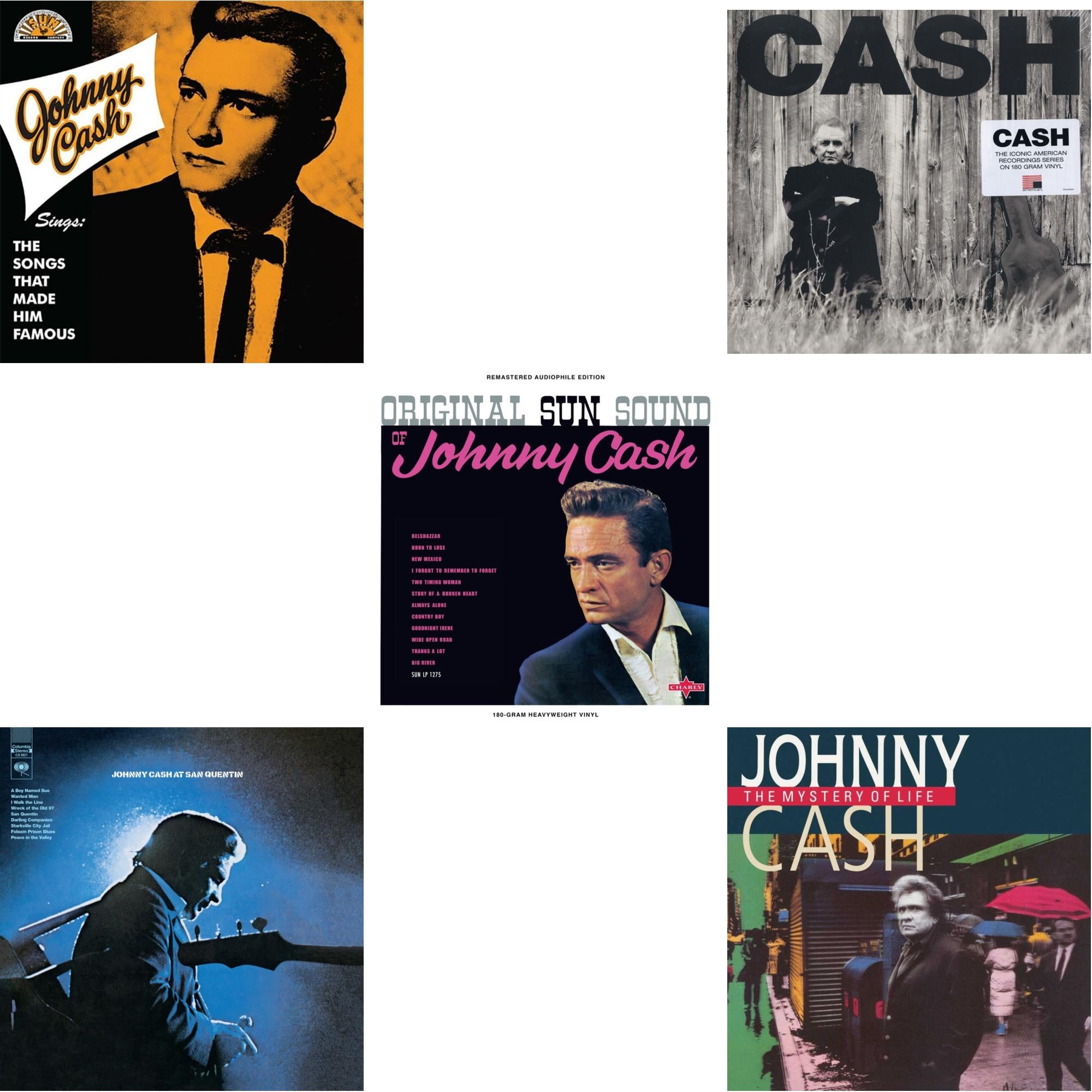 Sings The Songs That Made Him Famous (Remastered 2023) (Tangerine LP Vinyl) & At San Quentin & Original Sun Sound Of Johnny Cash & American Ii: Unchained (180G) & Mystery Of Life