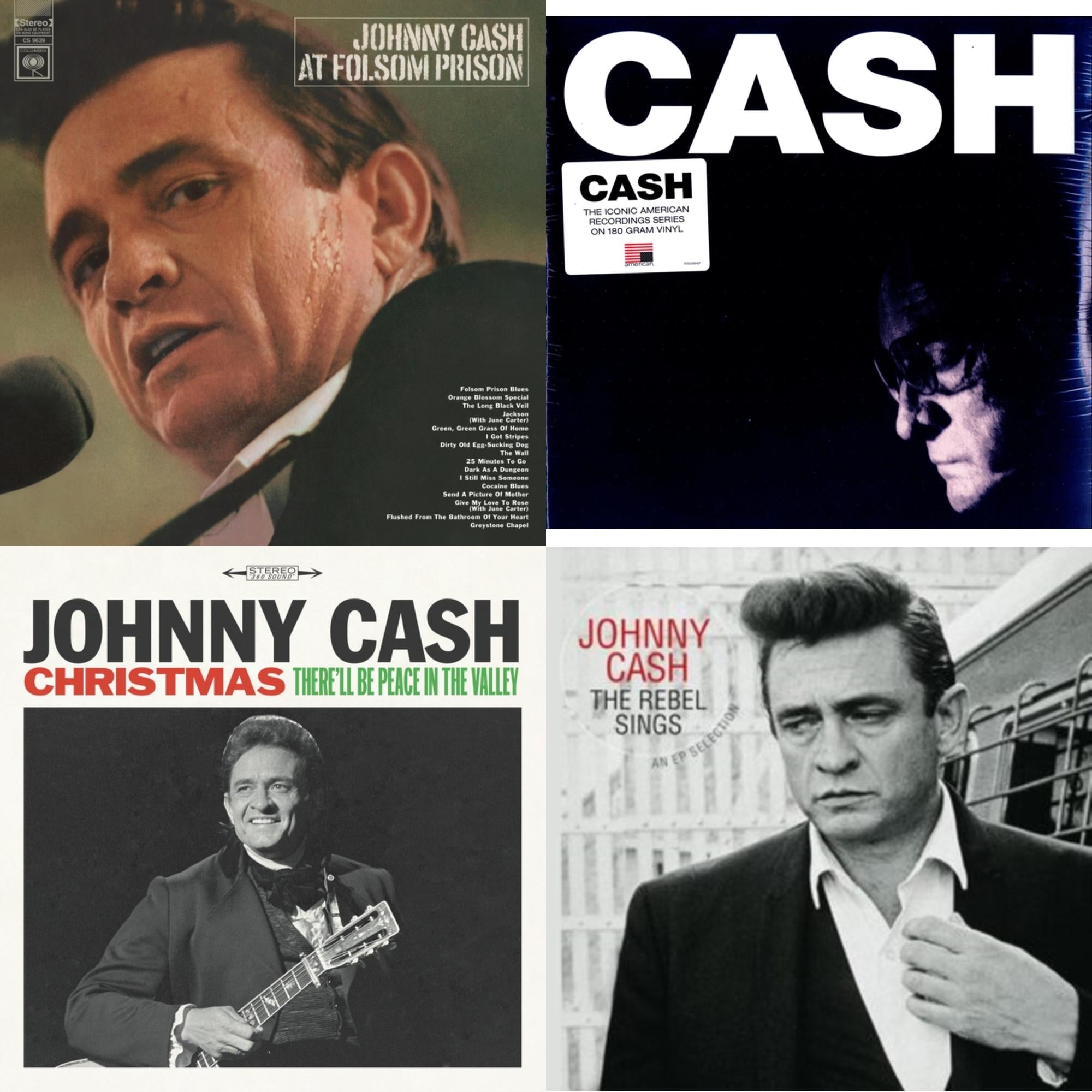At Folsom Prison & American Iv: The Man Comes Around & Rebel Sings (Crystal Clear & Solid Silver LP Vinyl) & Christmas: There'll Be Peace In The Valley