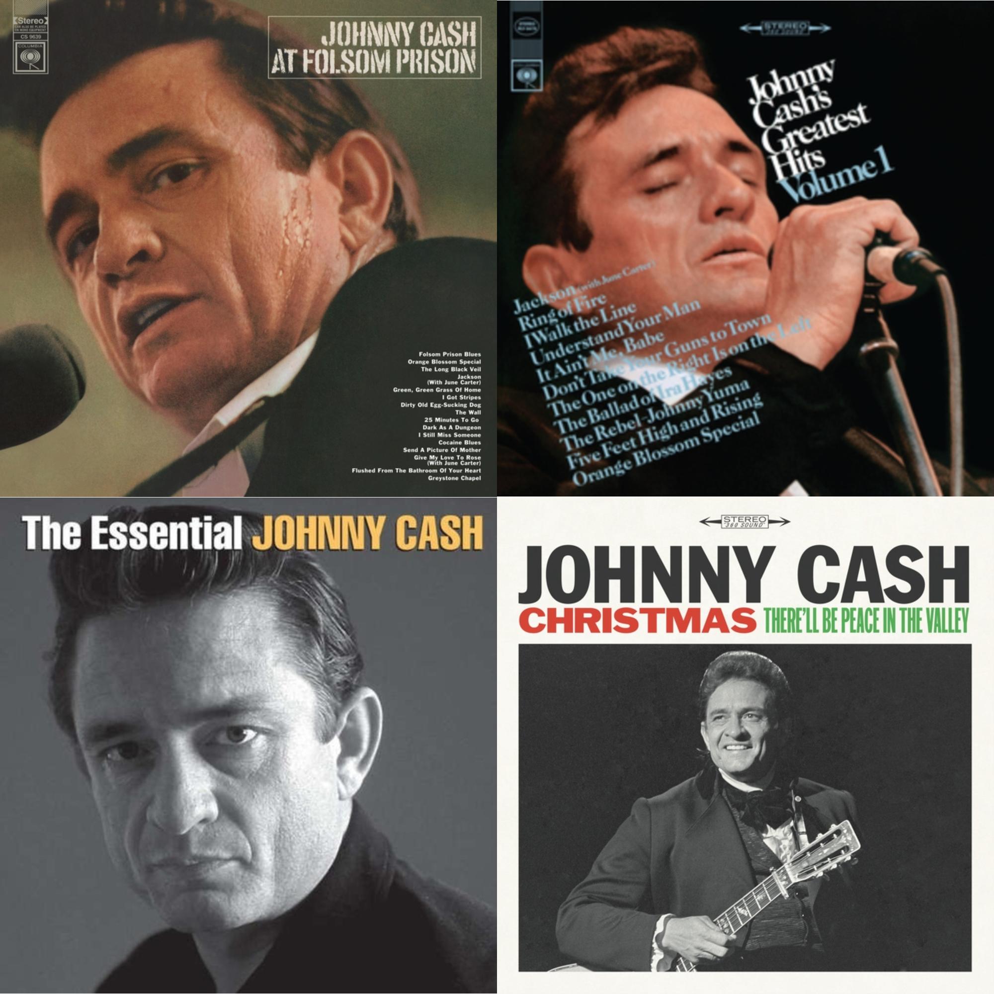 At Folsom Prison & Greatest Hits, Volume 1 & Essential Johnny Cash & Christmas: There'll Be Peace In The Valley