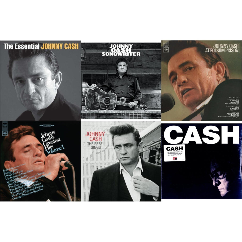 At Folsom Prison & Greatest Hits, Volume 1 & Songwriter & American Iv: The Man Comes Around & Rebel Sings (Crystal Clear & Solid Silver LP Vinyl) & Essential Johnny Cash