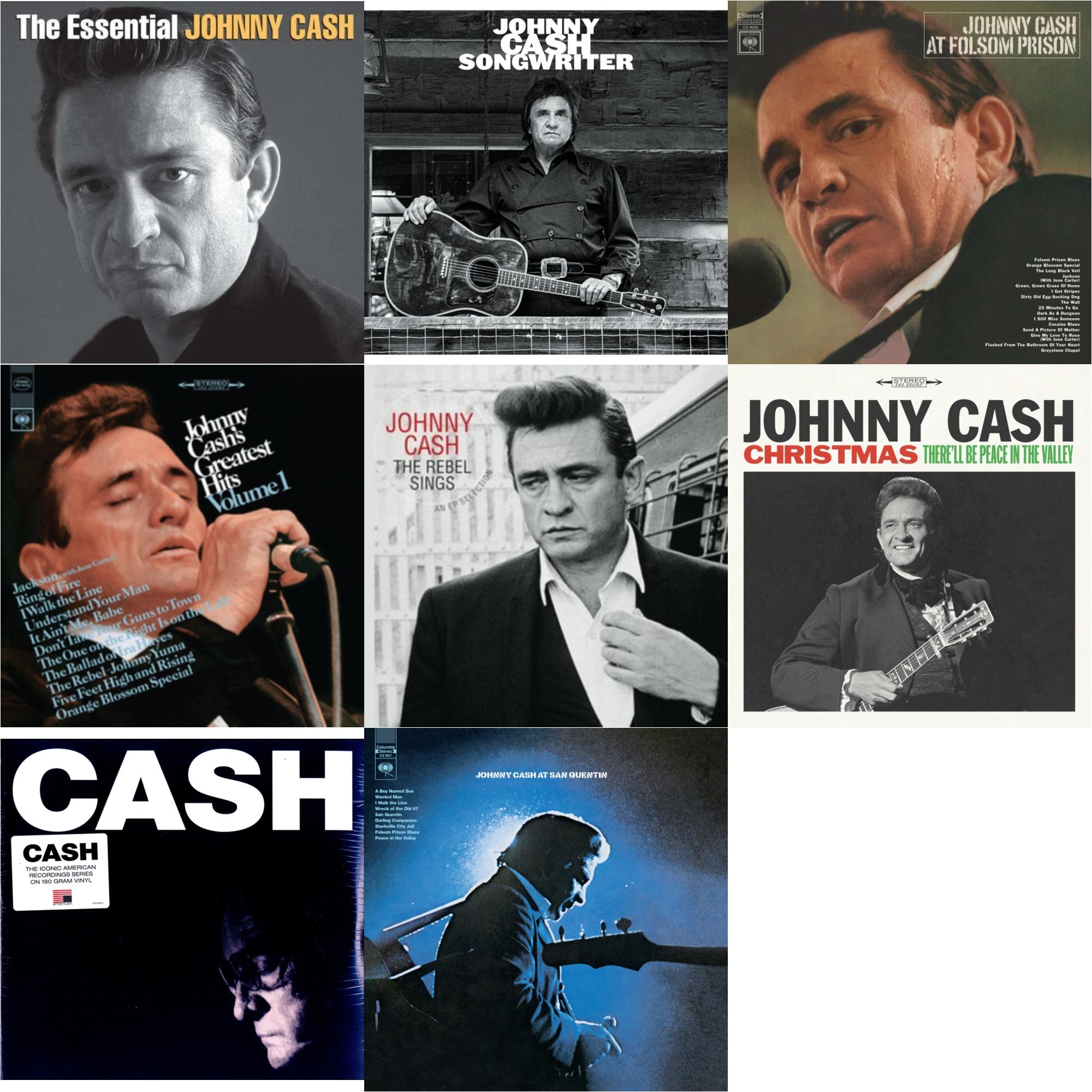 At Folsom Prison & At San Quentin & Greatest Hits, Volume 1 & Songwriter & American Iv: The Man Comes Around & Rebel Sings (Crystal Clear & Solid Silver LP Vinyl) & Essential Johnny Cash & Christmas: There'll Be Peace In The Valley