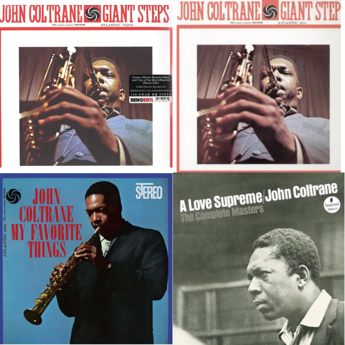 This is a 4 LP Vinyl SKU bundle.
1.This LP Vinyl is brand new.Format: LP VinylMusic Style: Hard BopThis item's title is: Giant StepsArtist: John ColtraneLabel: ATLANTIC CATALOG GROUPBarcode: 081227520311Release Date: 11/4/2003
2.This LP Vinyl is brand new.