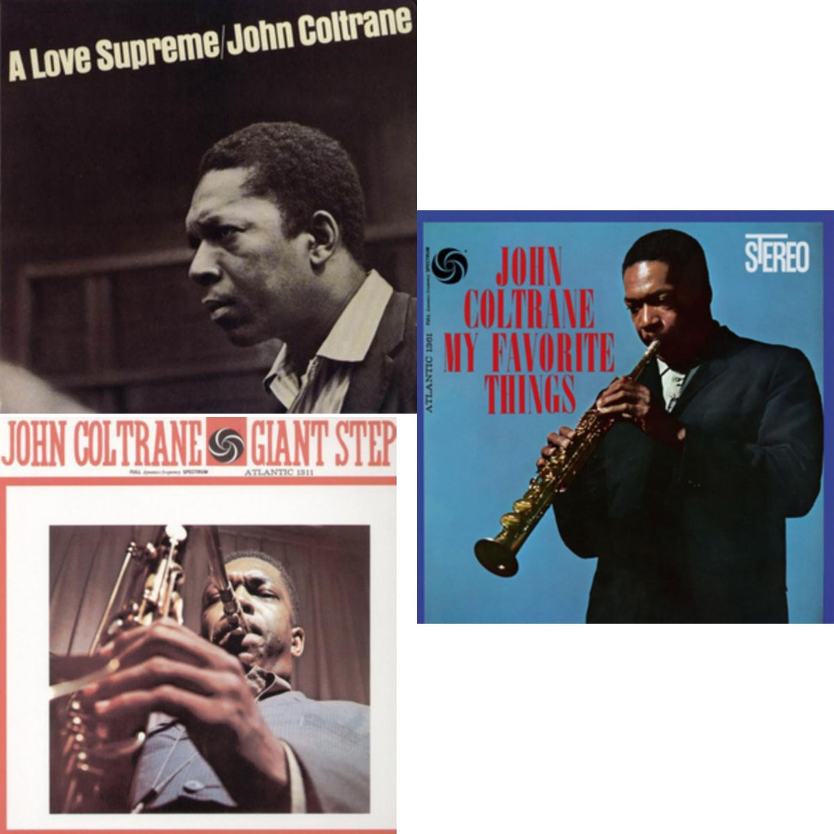 This is a 3 LP Vinyl SKU bundle.
1.This LP Vinyl is brand new.Format: LP VinylMusic Style: Free JazzThis item's title is: Love SupremeArtist: John ColtraneLabel: IMPULSEBarcode: 011105015516Release Date: 6/20/1995
2.This LP Vinyl is brand new.