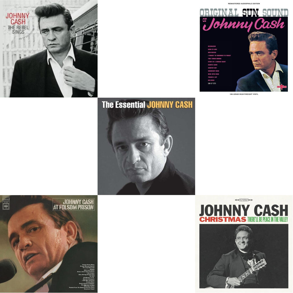 At Folsom Prison & Original Sun Sound Of Johnny Cash & Rebel Sings (Crystal Clear & Solid Silver LP Vinyl) & Essential Johnny Cash & Christmas: There'll Be Peace In The Valley