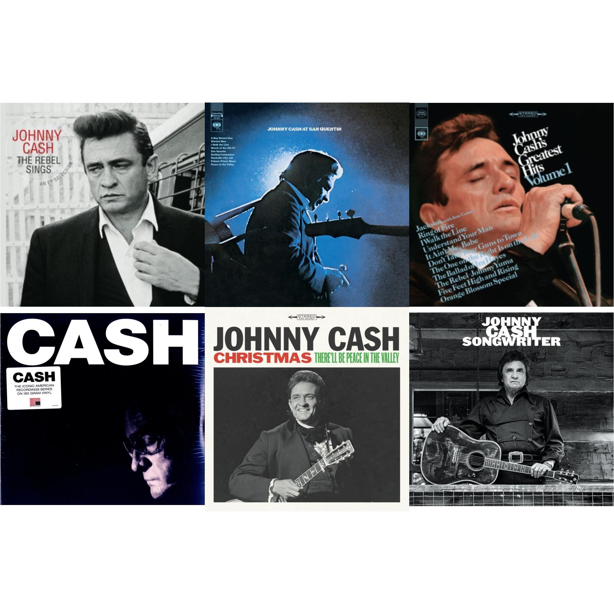 At San Quentin & Greatest Hits, Volume 1 & Songwriter & American Iv: The Man Comes Around & Rebel Sings (Crystal Clear & Solid Silver LP Vinyl) & Christmas: There'll Be Peace In The Valley