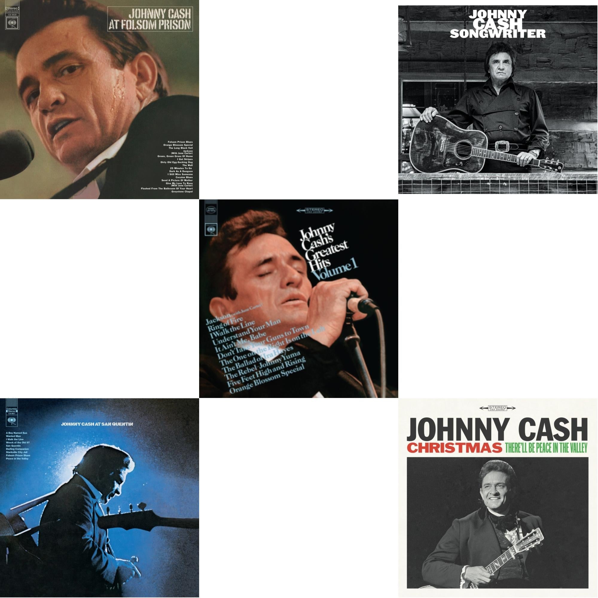 At Folsom Prison & At San Quentin & Greatest Hits, Volume 1 & Songwriter & Christmas: There'll Be Peace In The Valley