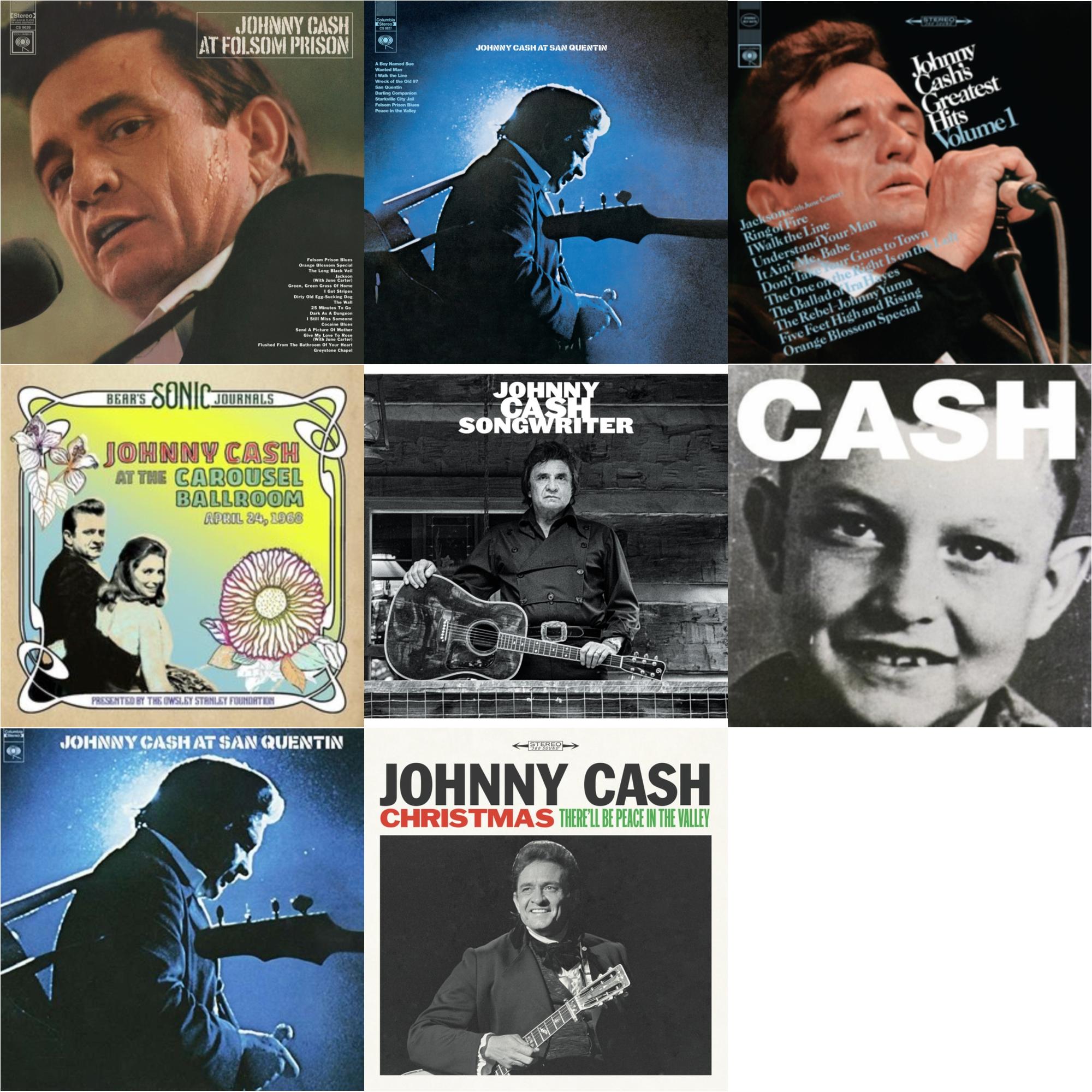 At Folsom Prison & At San Quentin & Greatest Hits, Volume 1 & Bear's Sonic Journals: Johnny Cash, At The Carousel Ballroom, April 24, 1968 (2LP) & Songwriter & American Vi: Ain't No Grave & At San Quentin & Christmas: There'll Be Peace In The Valley