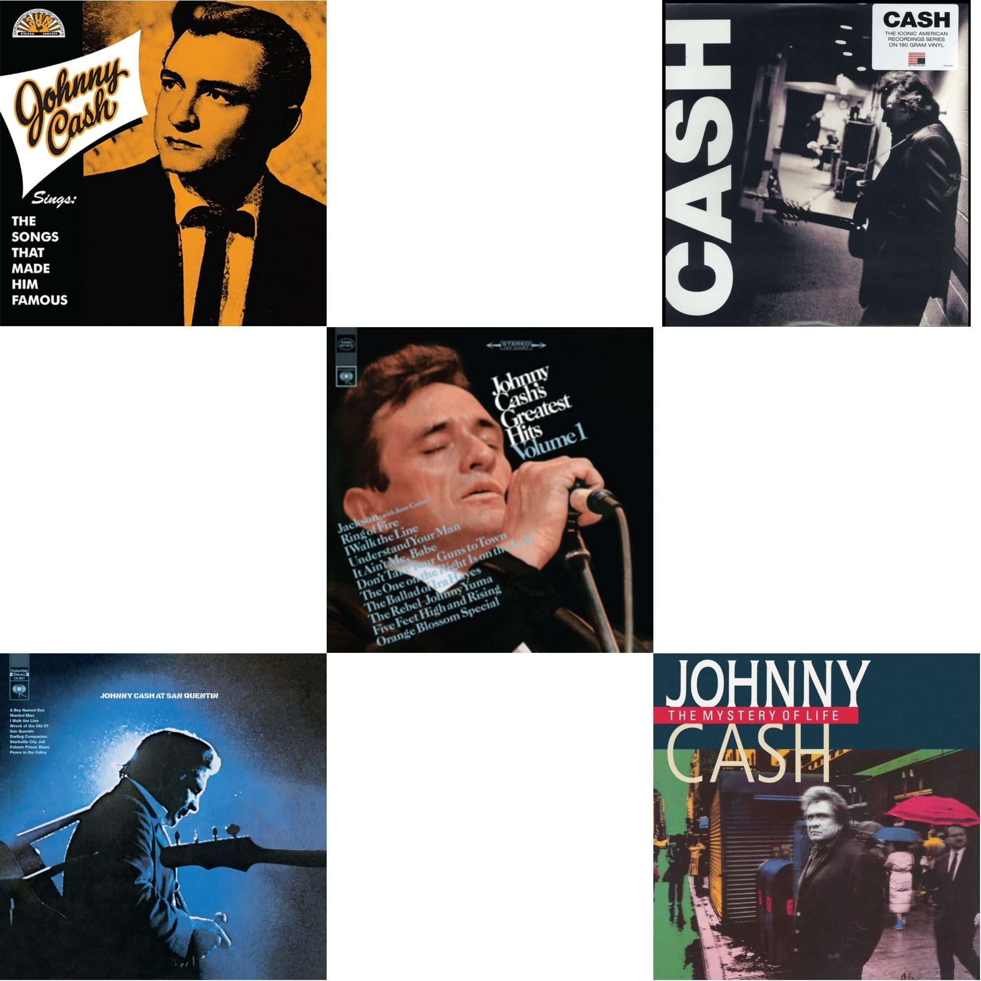 Sings The Songs That Made Him Famous (Remastered 2023) (Tangerine LP Vinyl) & At San Quentin & Greatest Hits, Volume 1 & American Iii: Soitary Man & Mystery Of Life