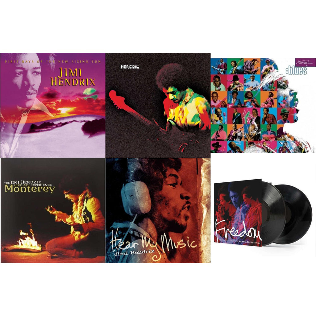 Jimi Hendrix - First Rays Of The New Rising Sun (2LP/150G) & Band Of Gypsys (180G/50Th Anniversary/Booklet/Images/Essay By John Mcdermott/Poster) & Blues (2LP/180G/Gatefold) & Live At Monterey (180G) & Hear My Music (2LP/Gatefold) (180G) & Atlanta