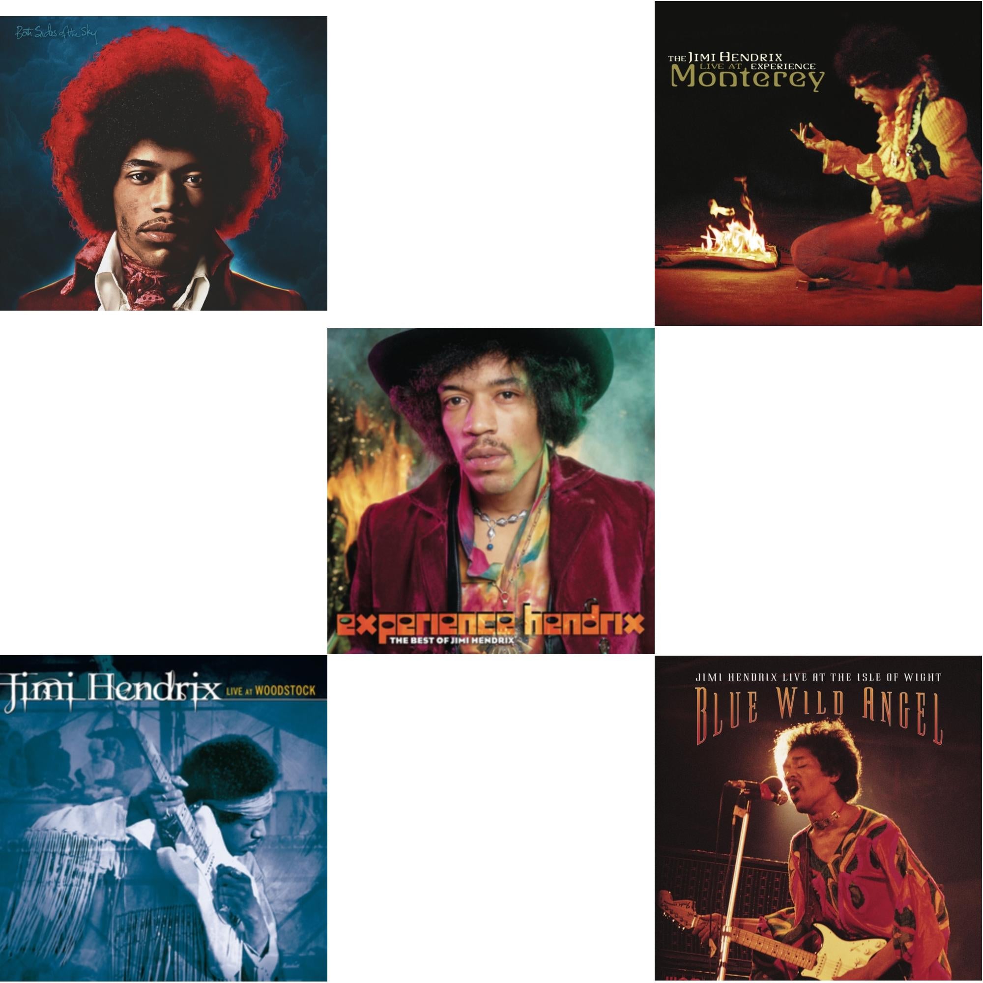 Both Sides Of The Sky & Live At Woodstock & Experience Hendrix: Best Of Jimi Hendrix & Live At Monterey & Blue Wild Angel: Jimi Hendrix Live At The Isle Of Wight