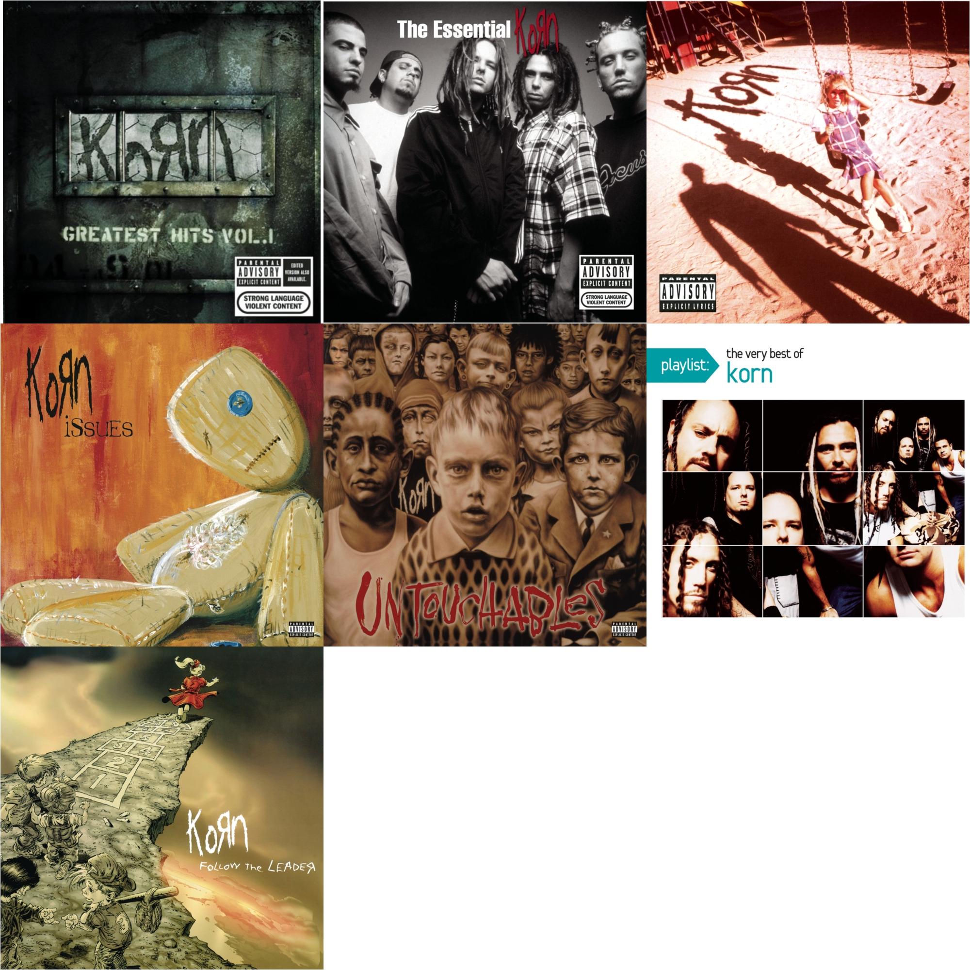 Korn - Greatest Hits Vol.1 & Essential Korn & Korn (Explicit) & Issues (Explicit) & Untouchables & Playlist: Very Best Of Korn & Follow The Leader - CD Bundle