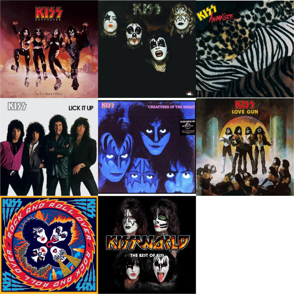 Destroyer (Resurrected) (Translucent Orange LP Vinyl) & Kiss & Animalize & Lick It Up & Creatures Of Night & Love Gun & Rock & Roll Over & Kissworld - The Best Of Kiss (2 LP)